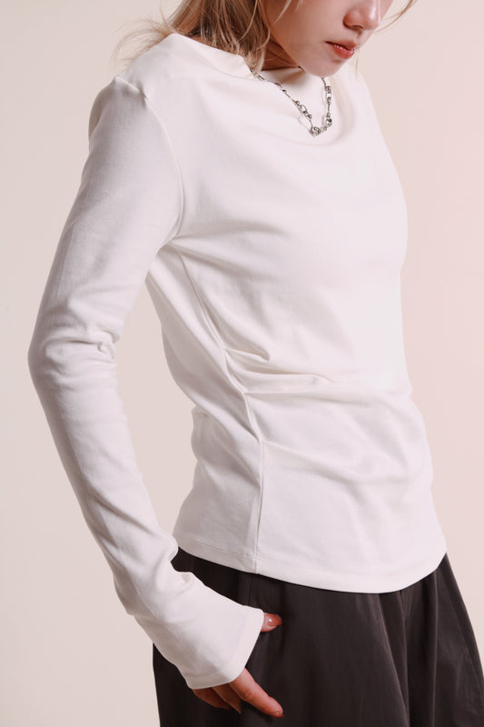 Gathered Long Tee (White)