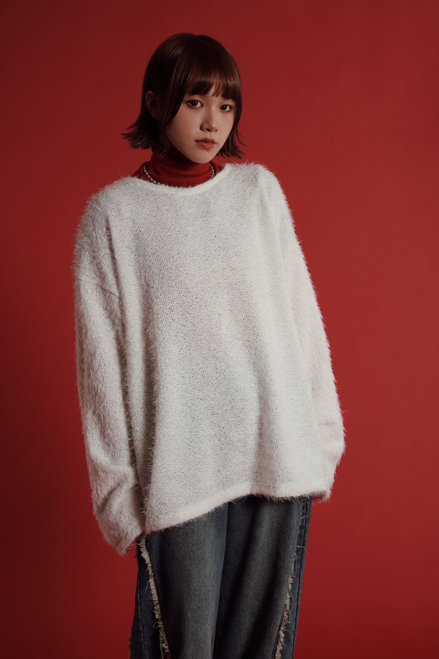 Fluffy Oversize Top (White)