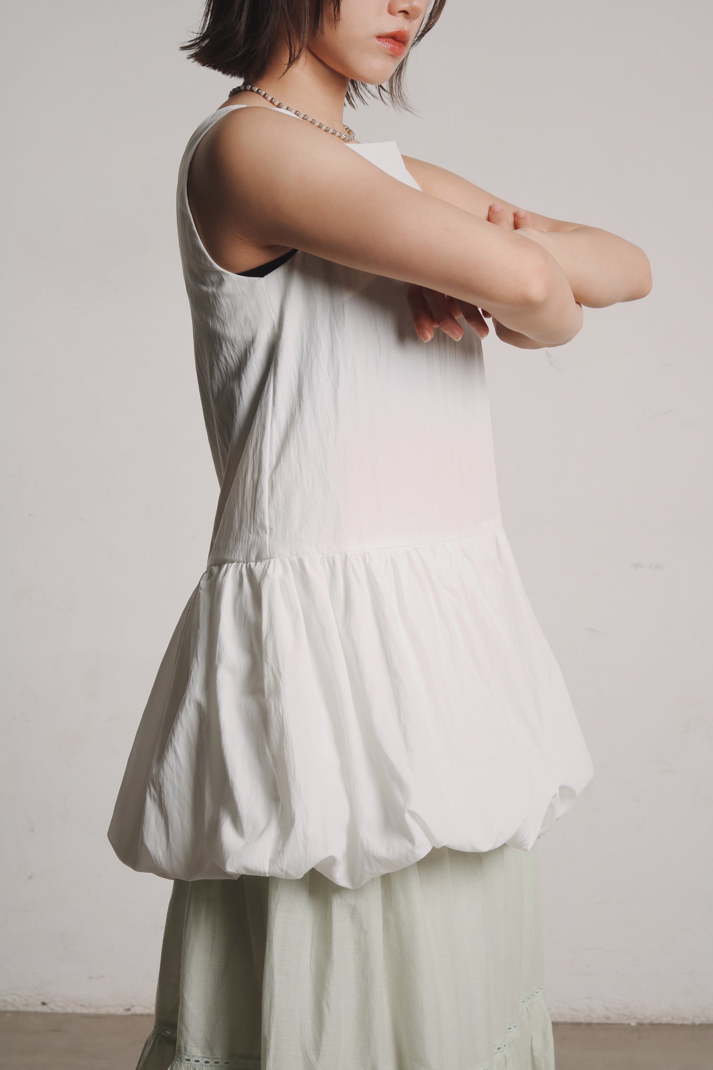 Bubble Cloud Mini Dress (White)