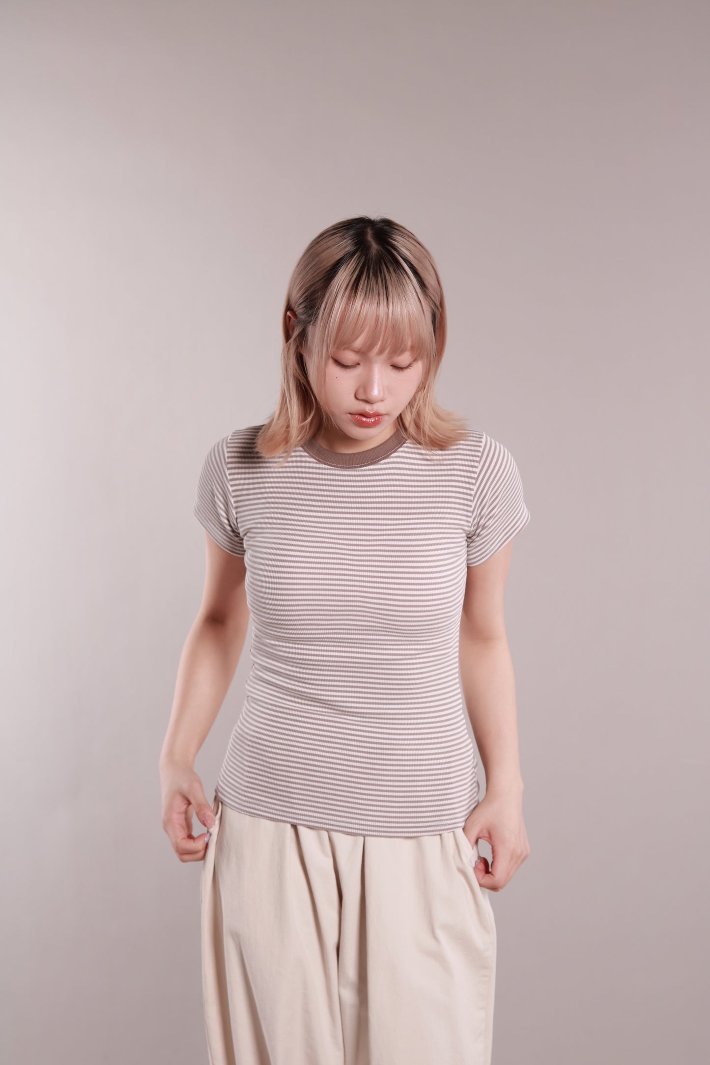 Basic Striped Tee (Beige)