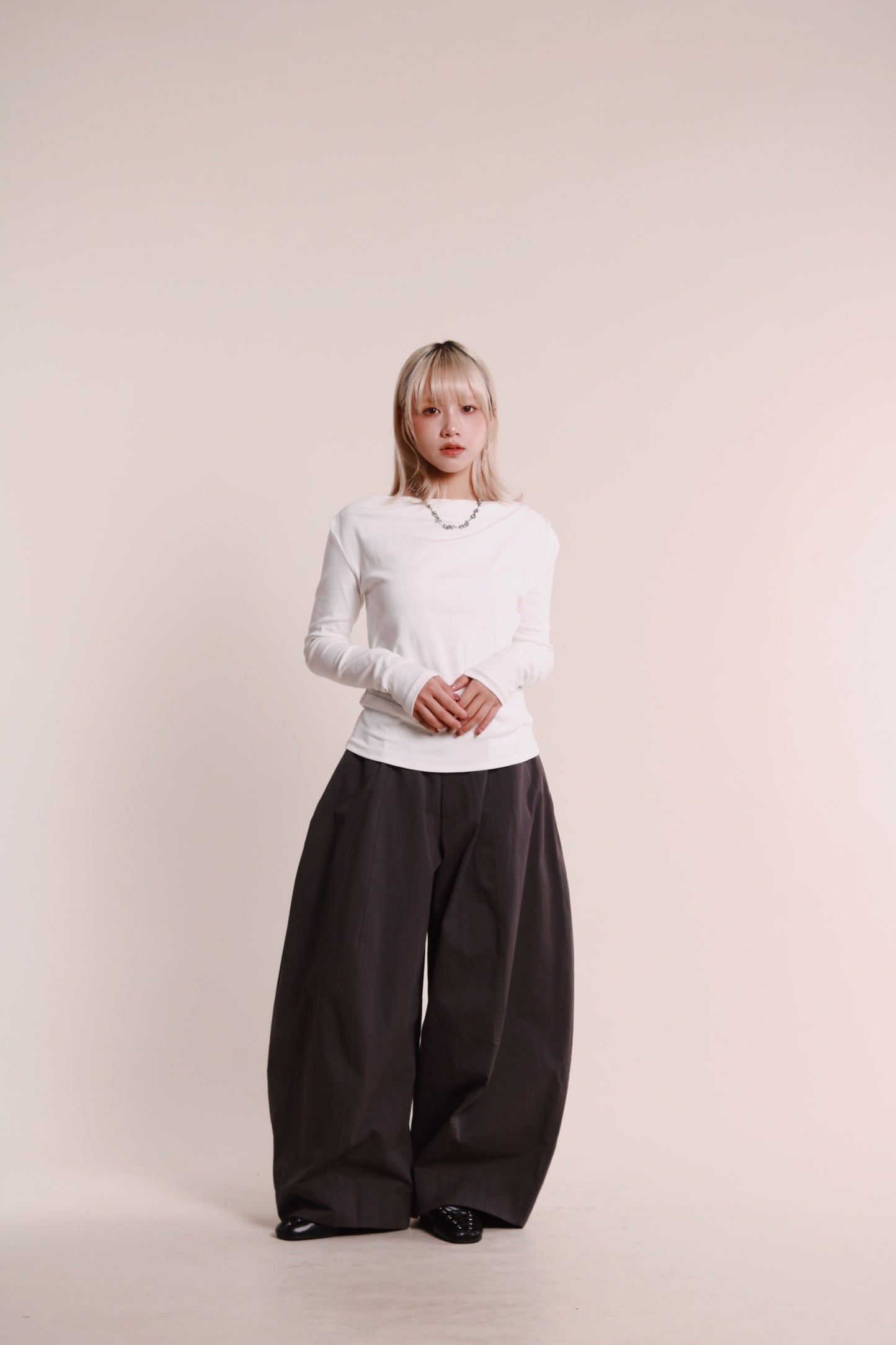 Gathered Long Tee (White)