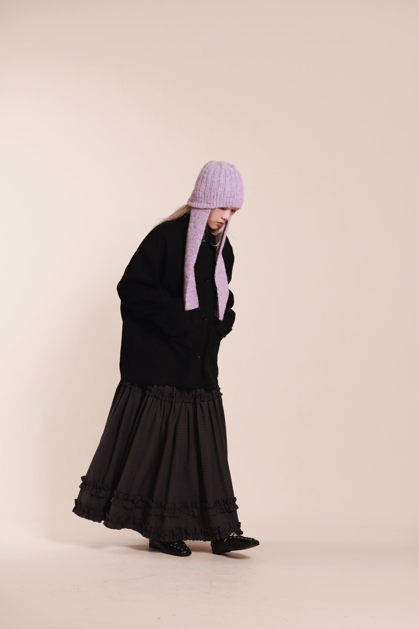 Doll Knit Scarf Flight Cap (Purple)