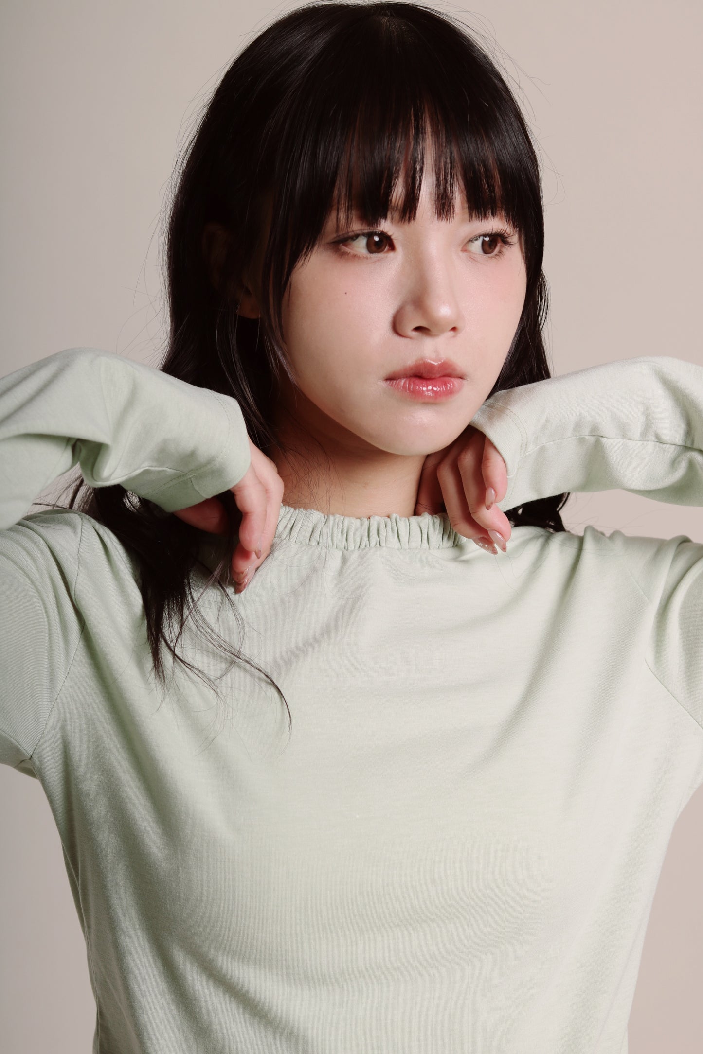 Soft Gathered Neck Top (Matcha)