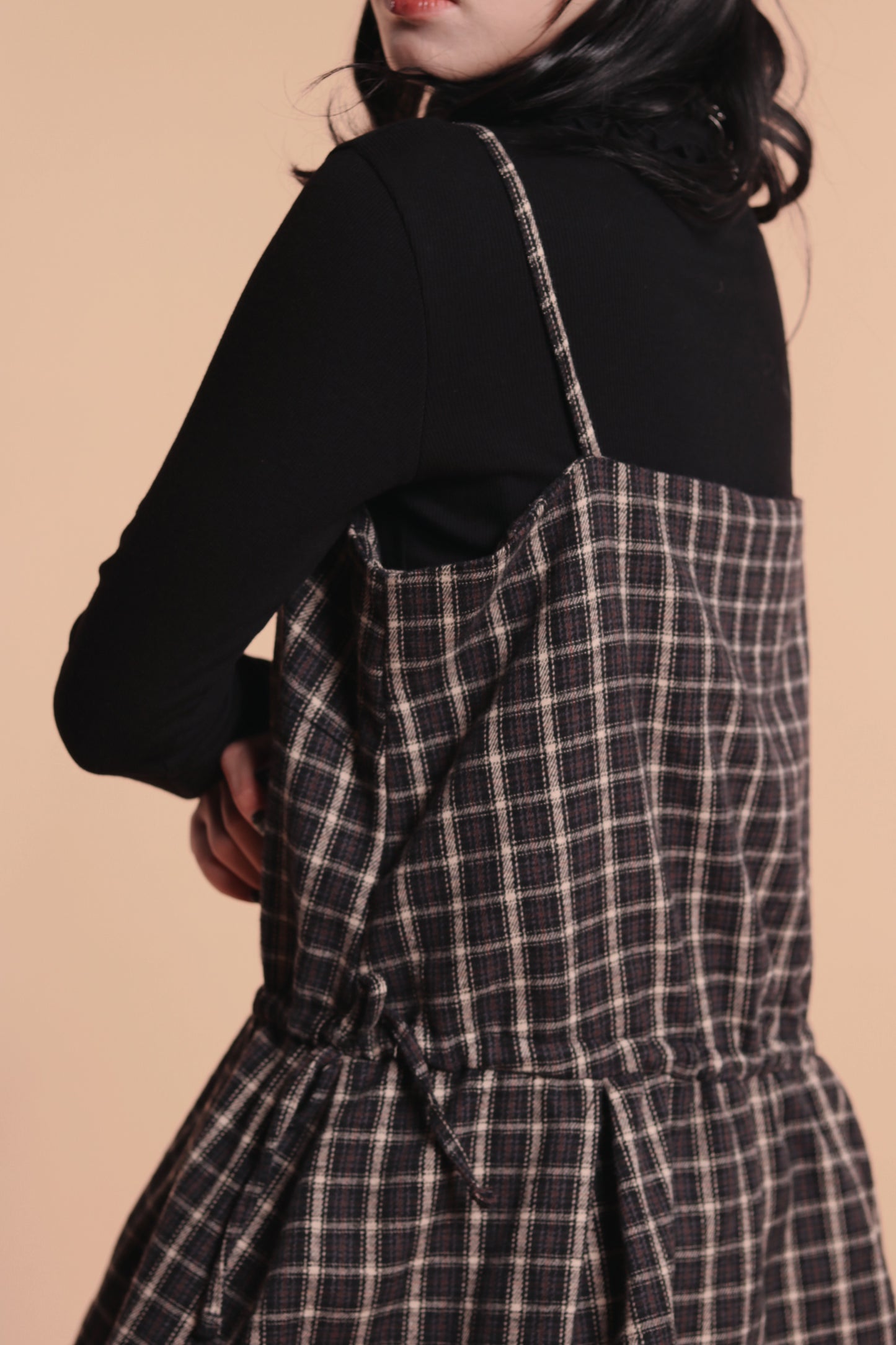 Checkered Sleeveless Top (Navy)