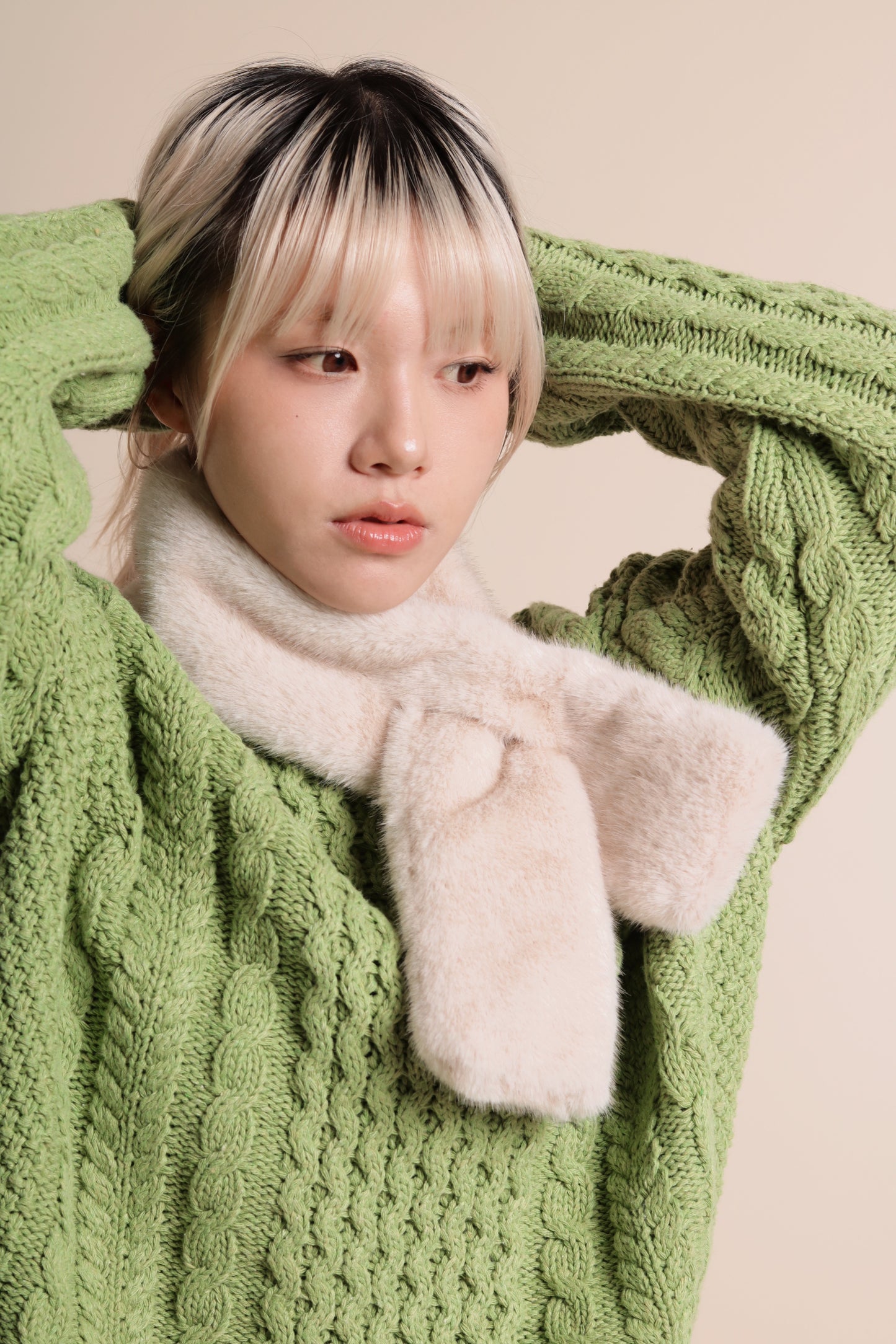 Oversized Cable Knit Sweater (Green)