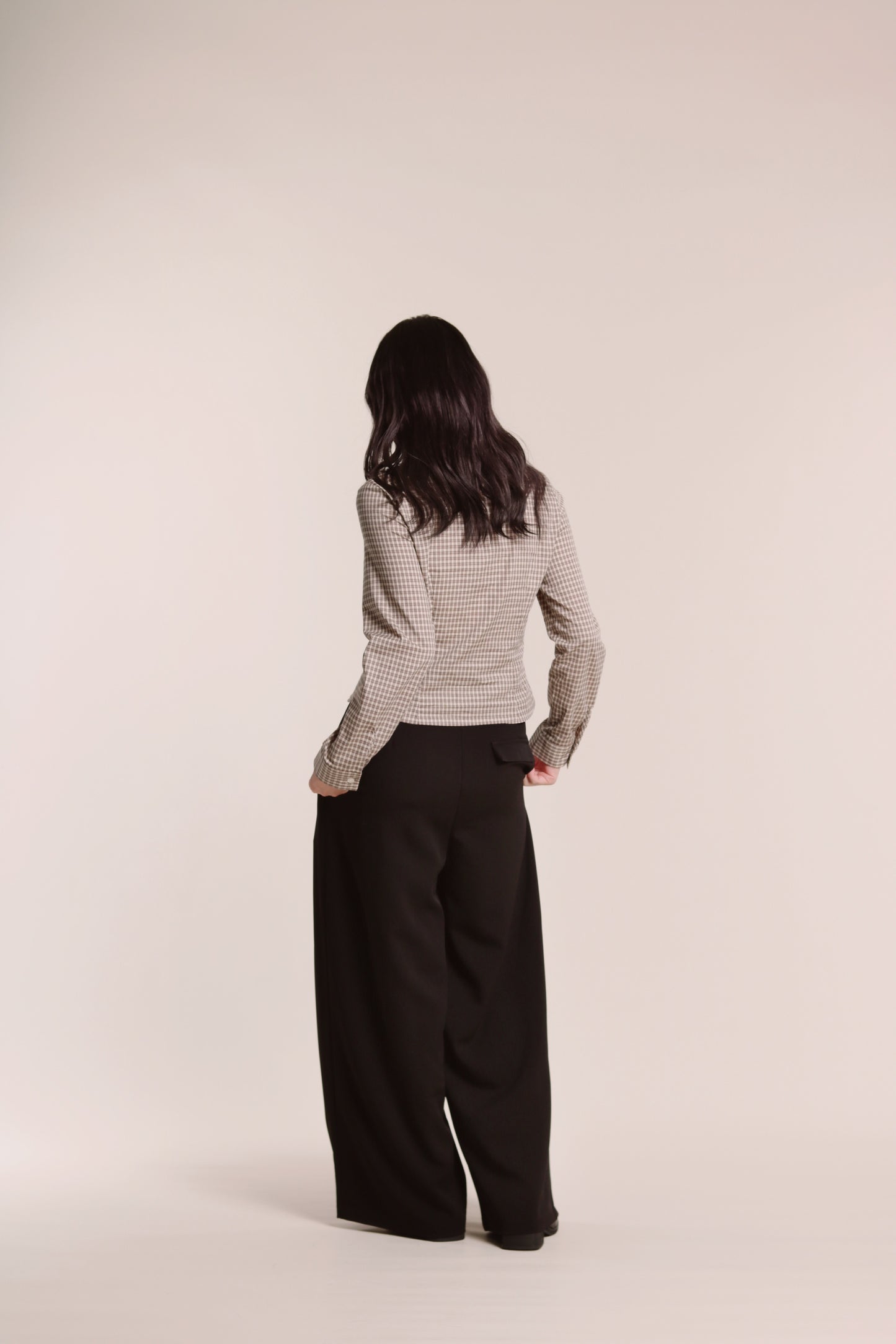 Checkered Crop Shirt (Brown)