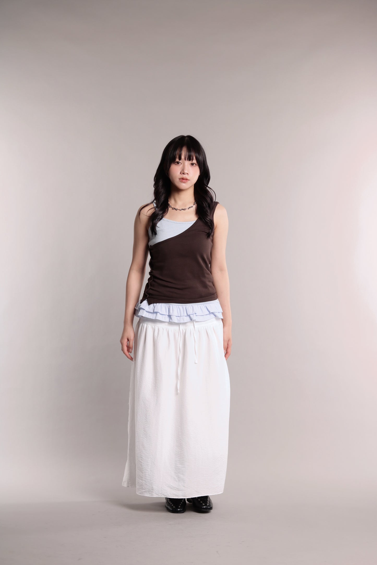 Checkered Ruffle Cami (Blue)