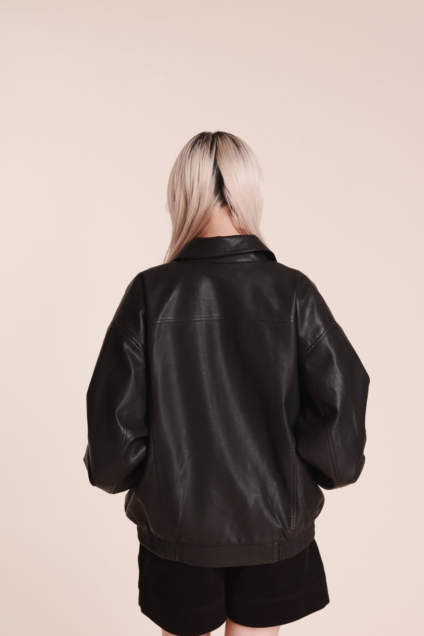 Oversized Leather Jacket (Black)