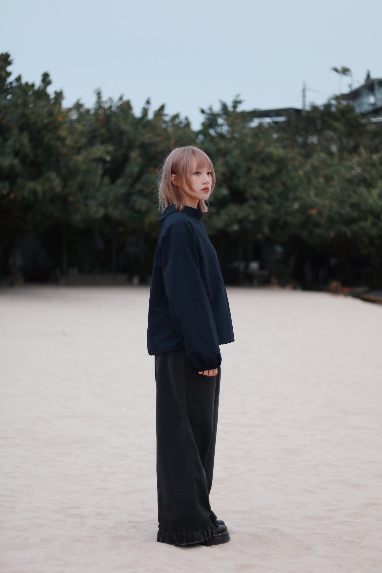 Funnel Neck Top (Navy)