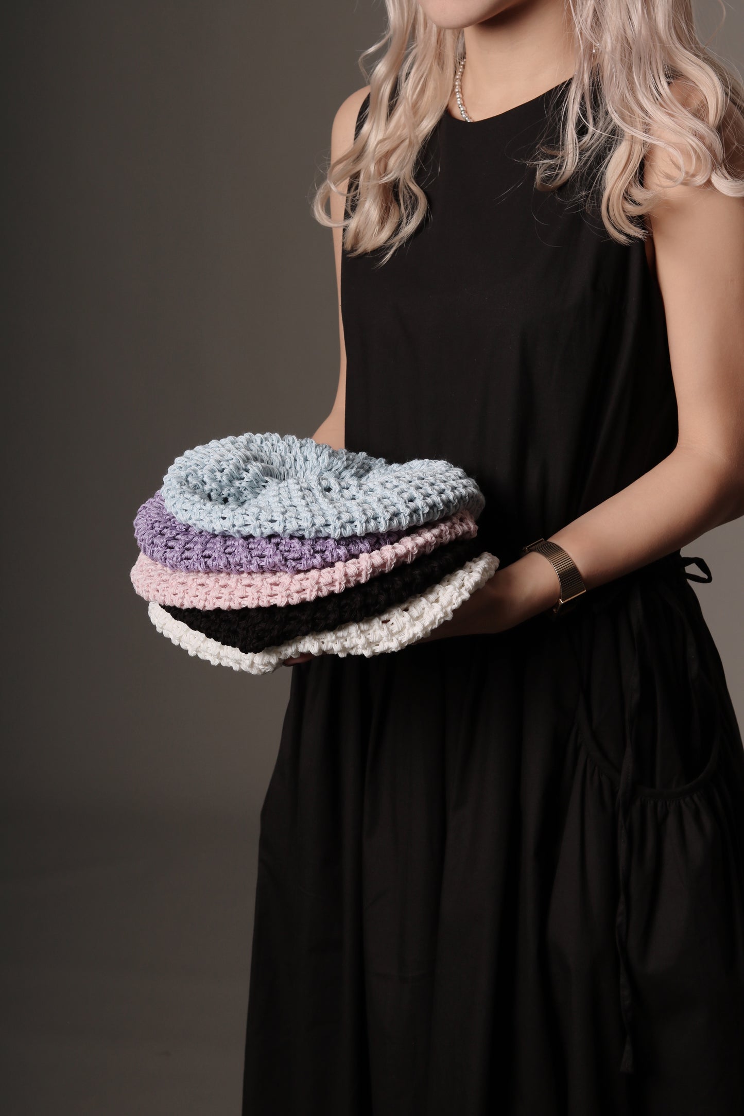 Daily Knit Beret (Black/Blue/Pink/Purple/White)