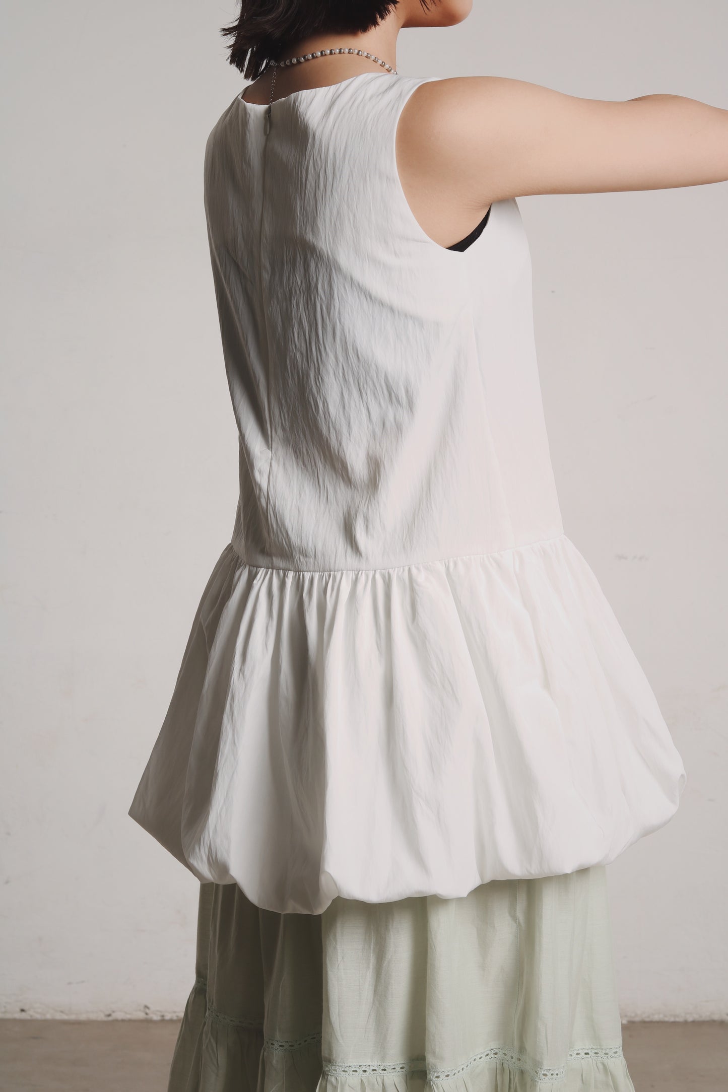 Bubble Cloud Mini Dress (White)