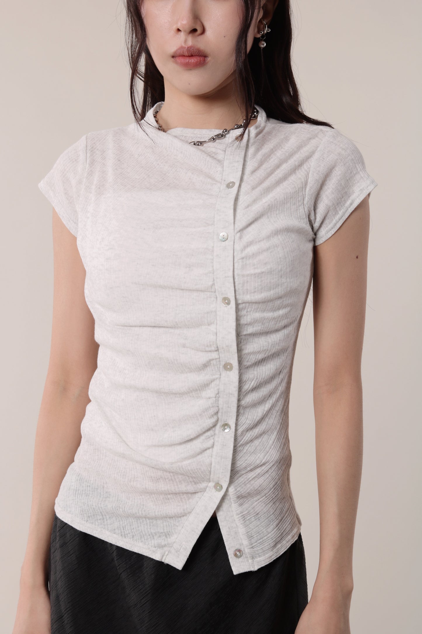 Sep Gathered Tee (Light Grey)