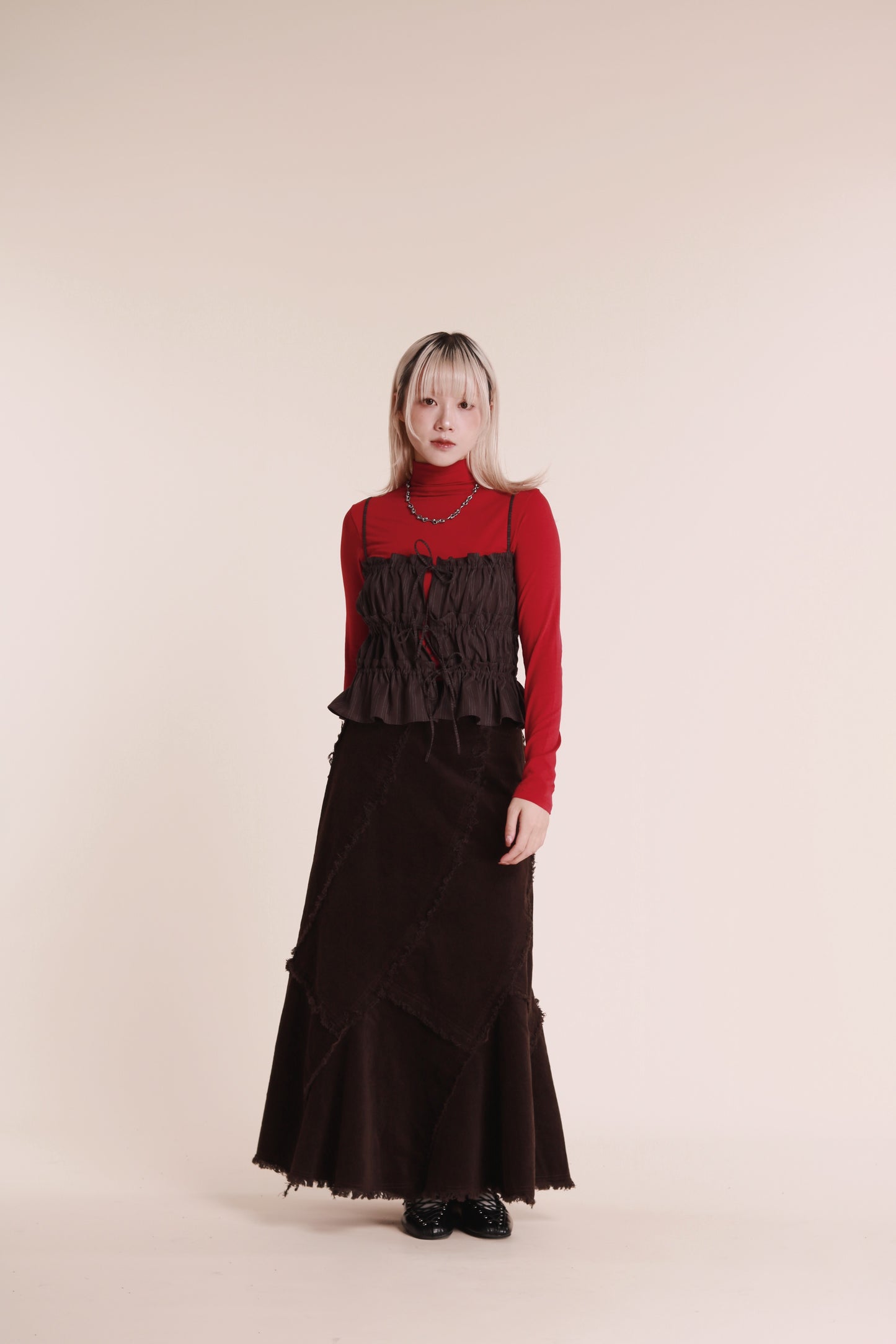 Frayed Mermaid Skirt (Brown)