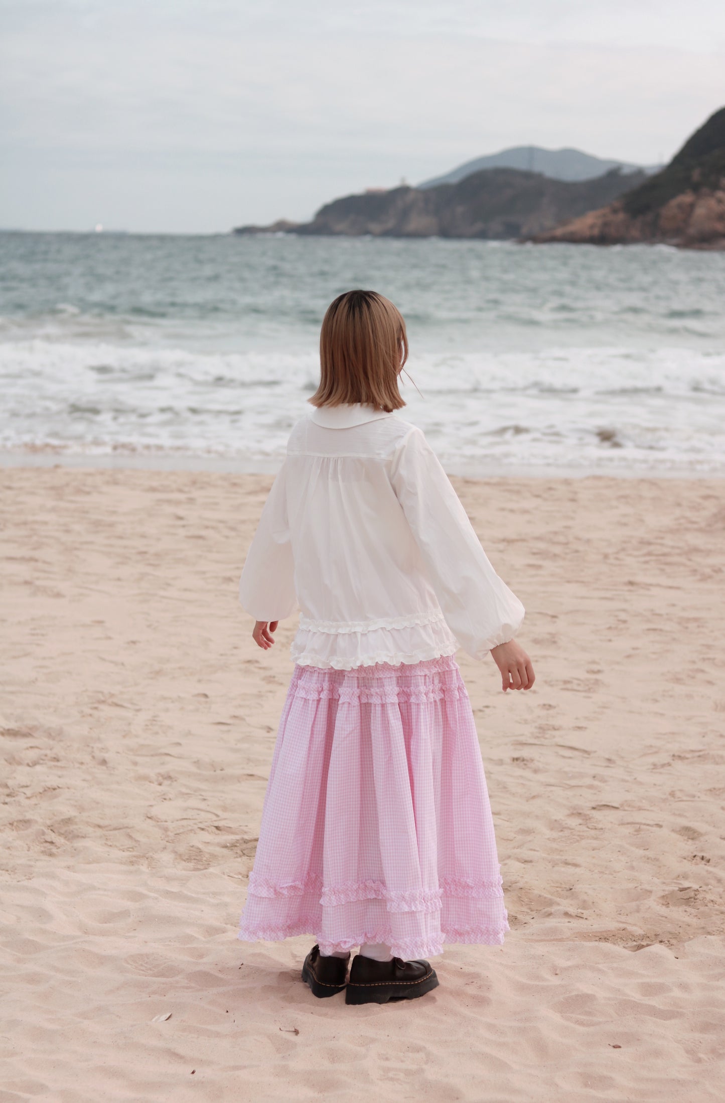 Doll Checkered Ruffle Skirt (Pink)