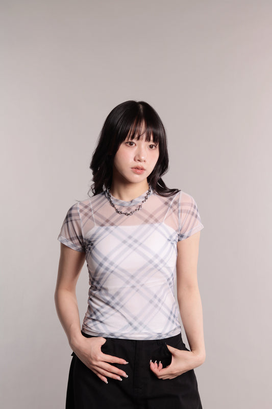 Checker Mesh Tee (Ivory)