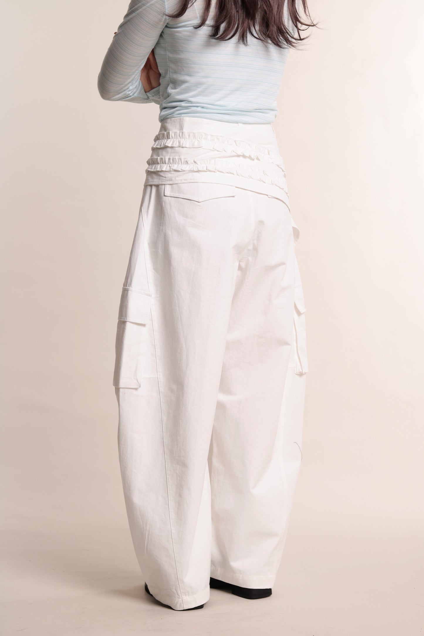 Ruffle Belt Pants (White)
