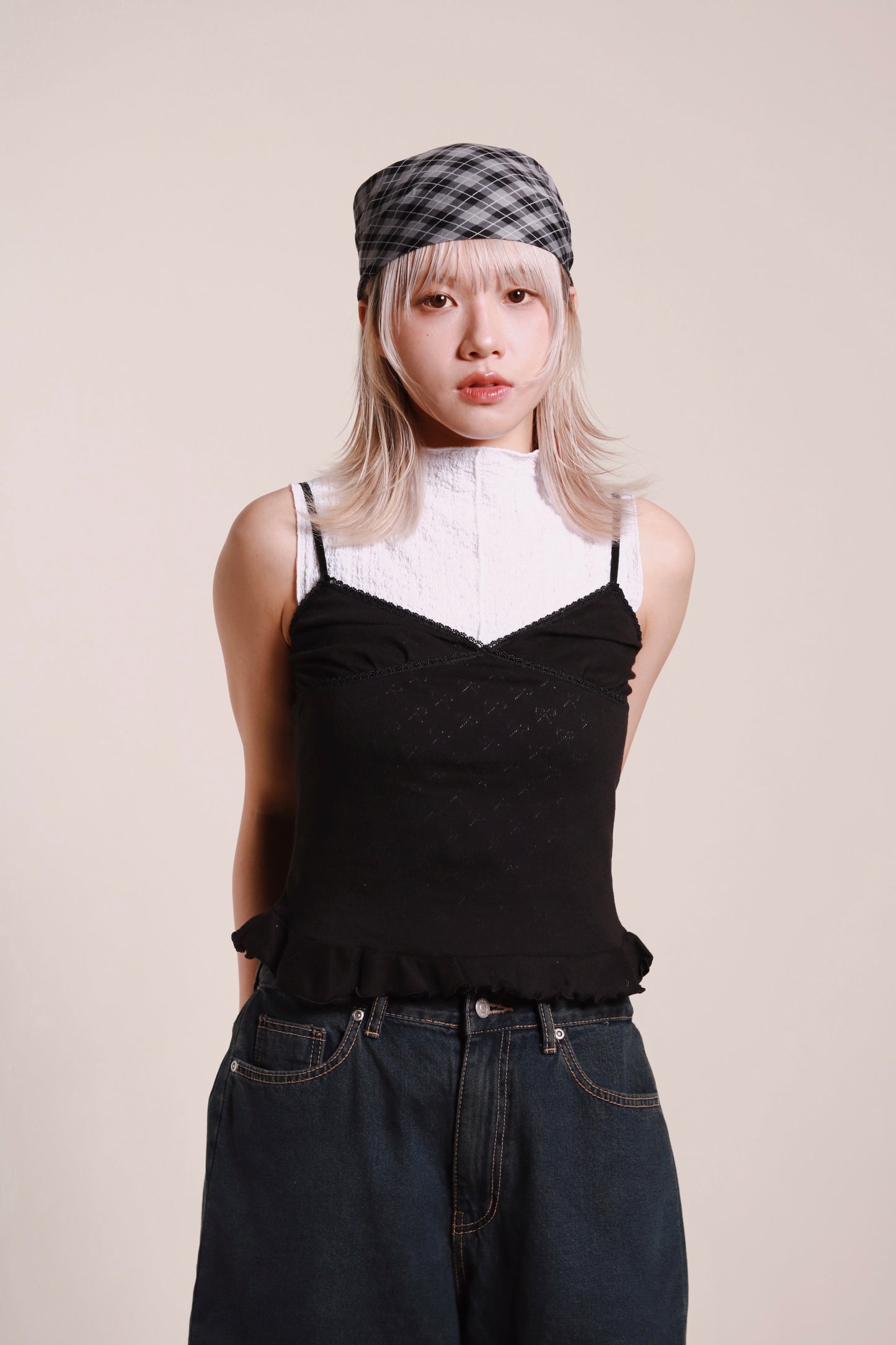 Ruffle Sleeveless Top (White)