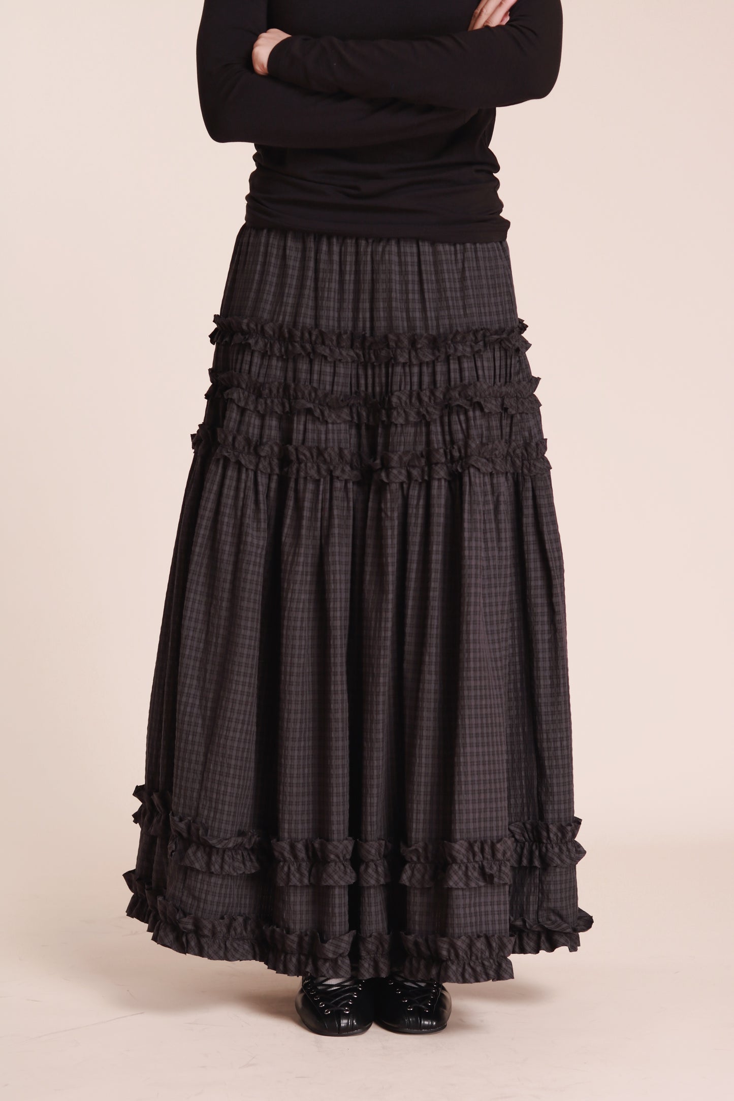 Doll Double Ruffle Skirt (Black)