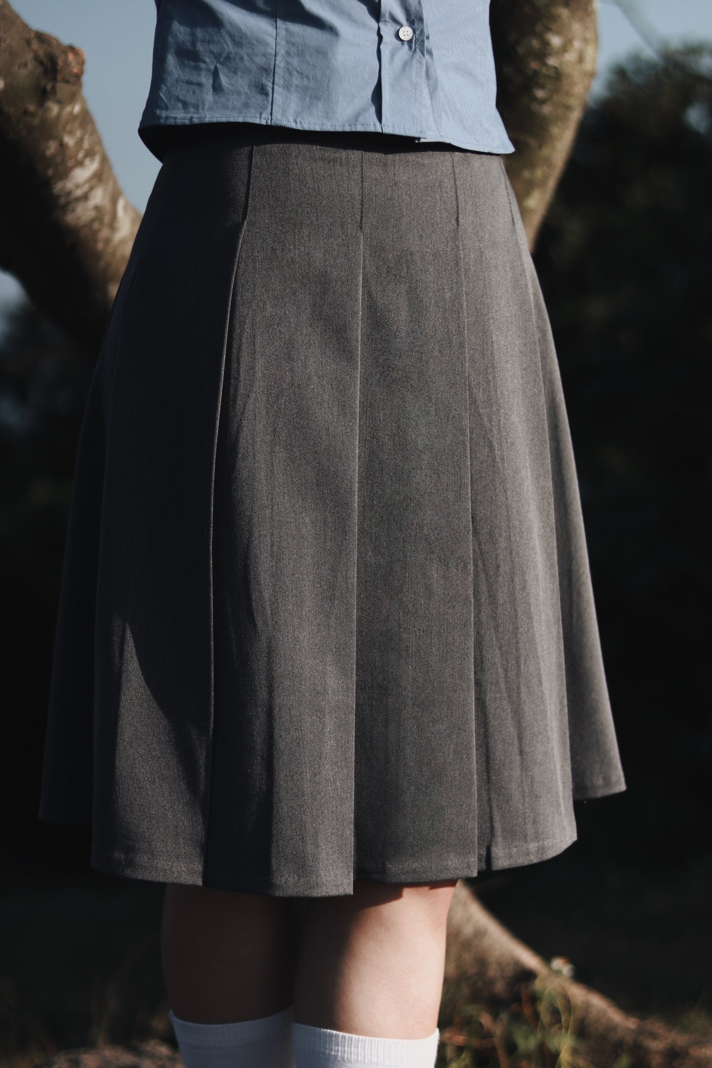 Doll Pleated Mini Skirt (Grey)