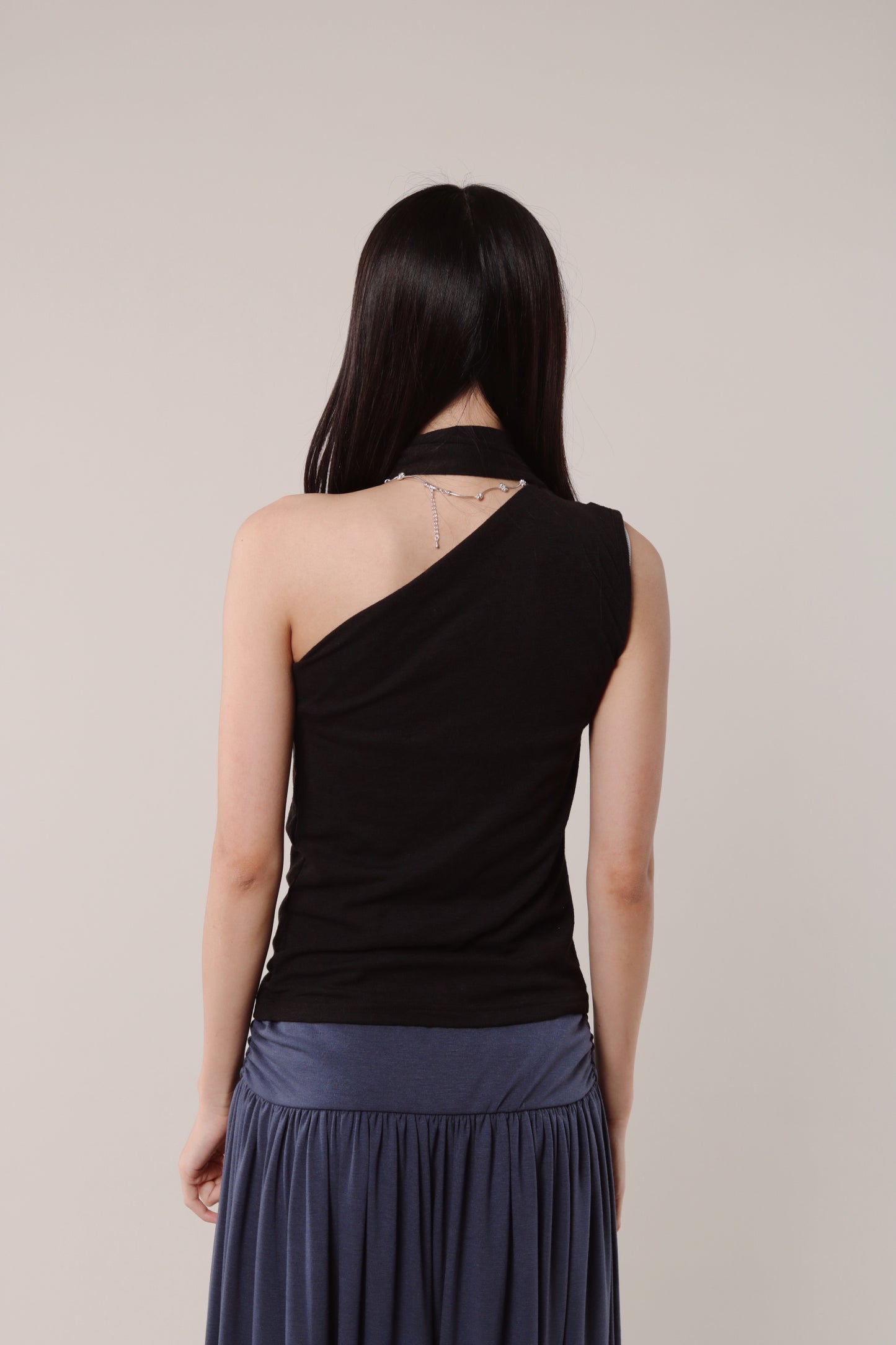 Linen Scarf Top (Black)