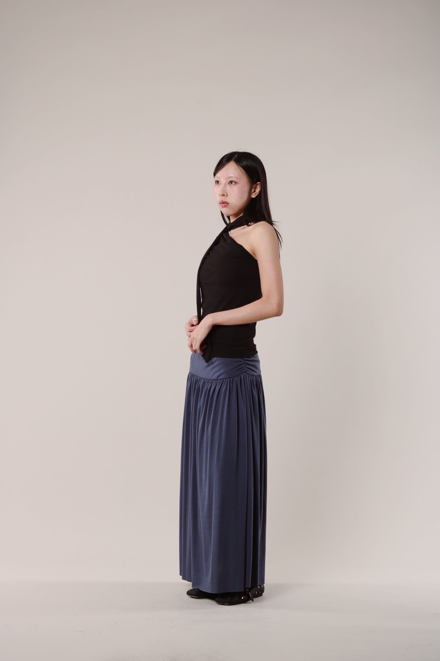 Linen Scarf Top (Black)