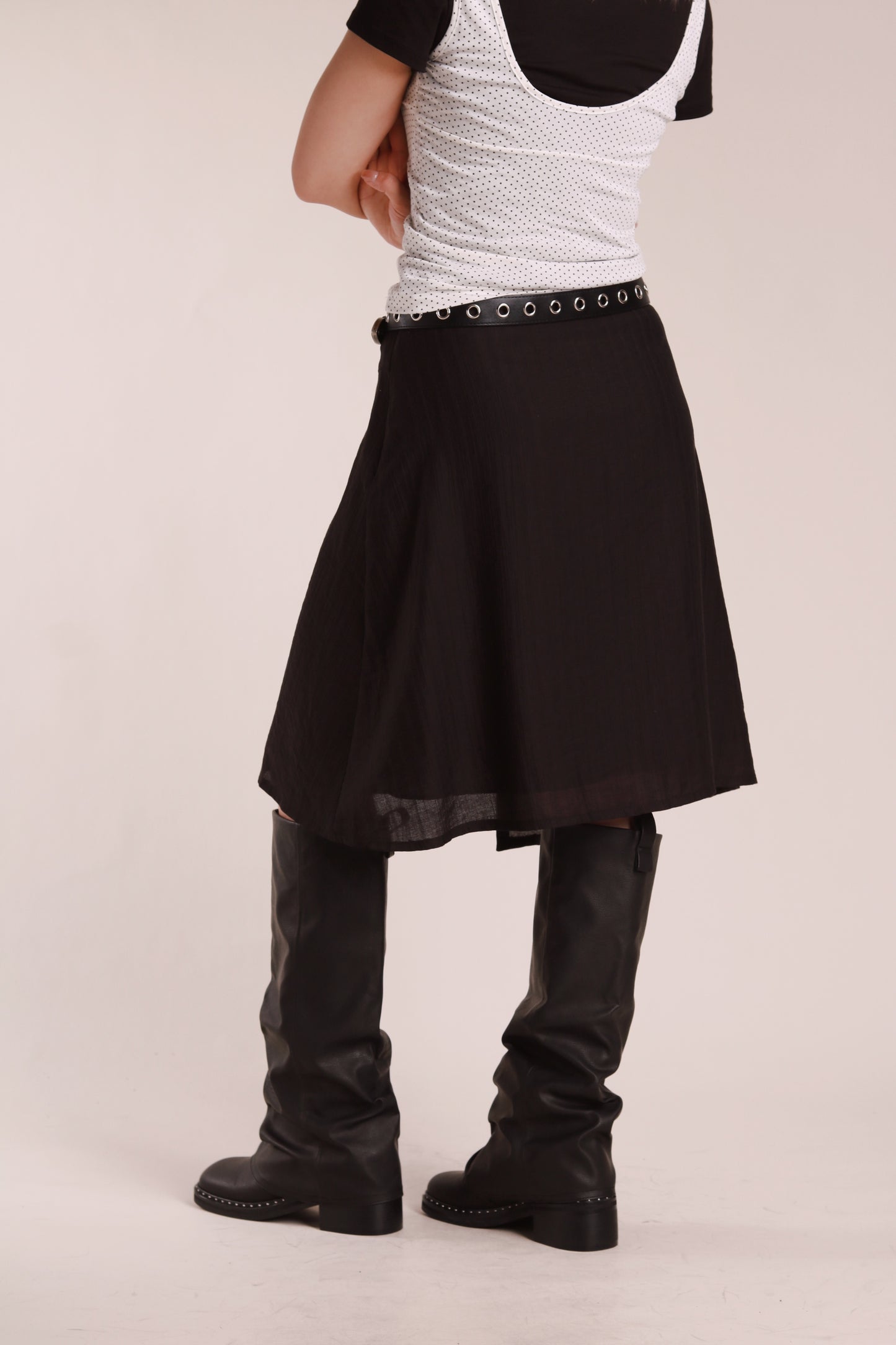 Asymmetric Mini Skirt (Black)