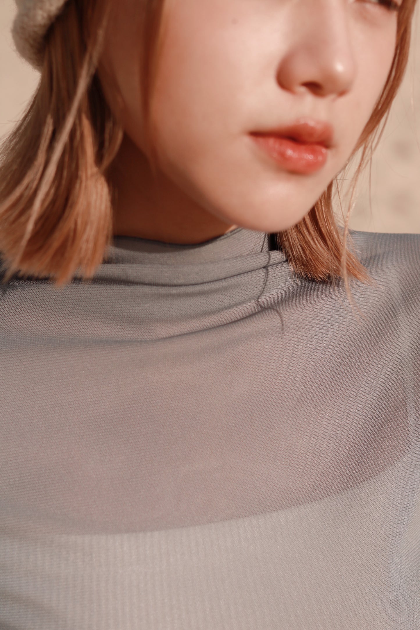 Spring See Through Top (Grey Blue)