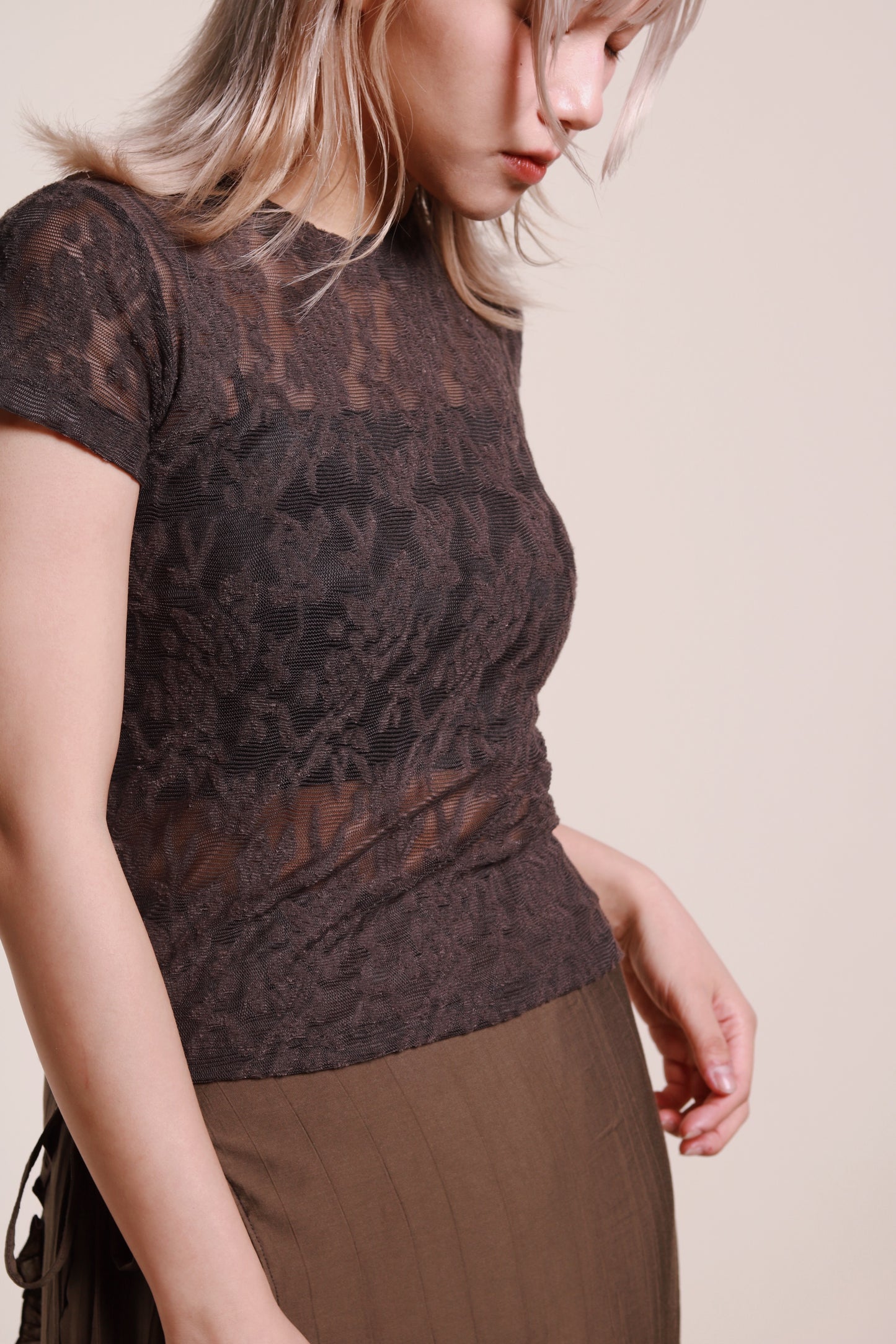 Mesh Flower Top (Charcoal)