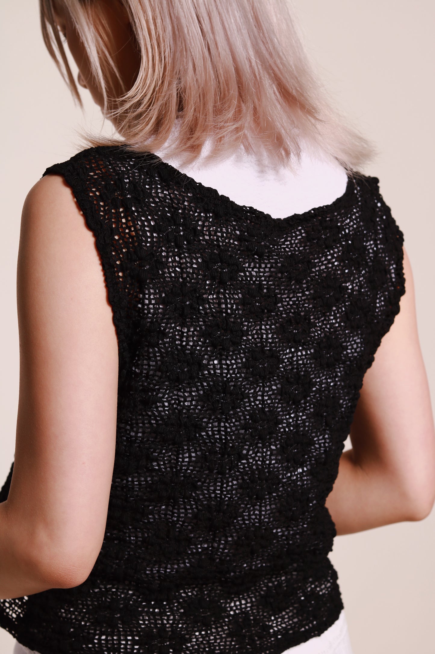 Ruffle Sleeveless Top (White)