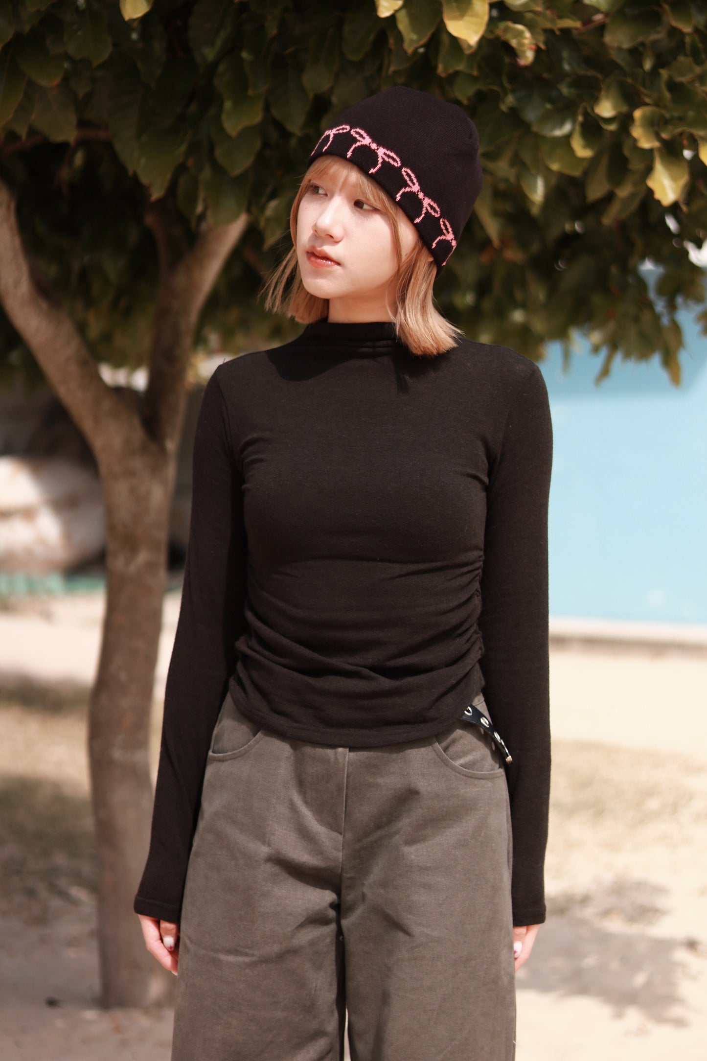 Spring Gathered Top (Black)