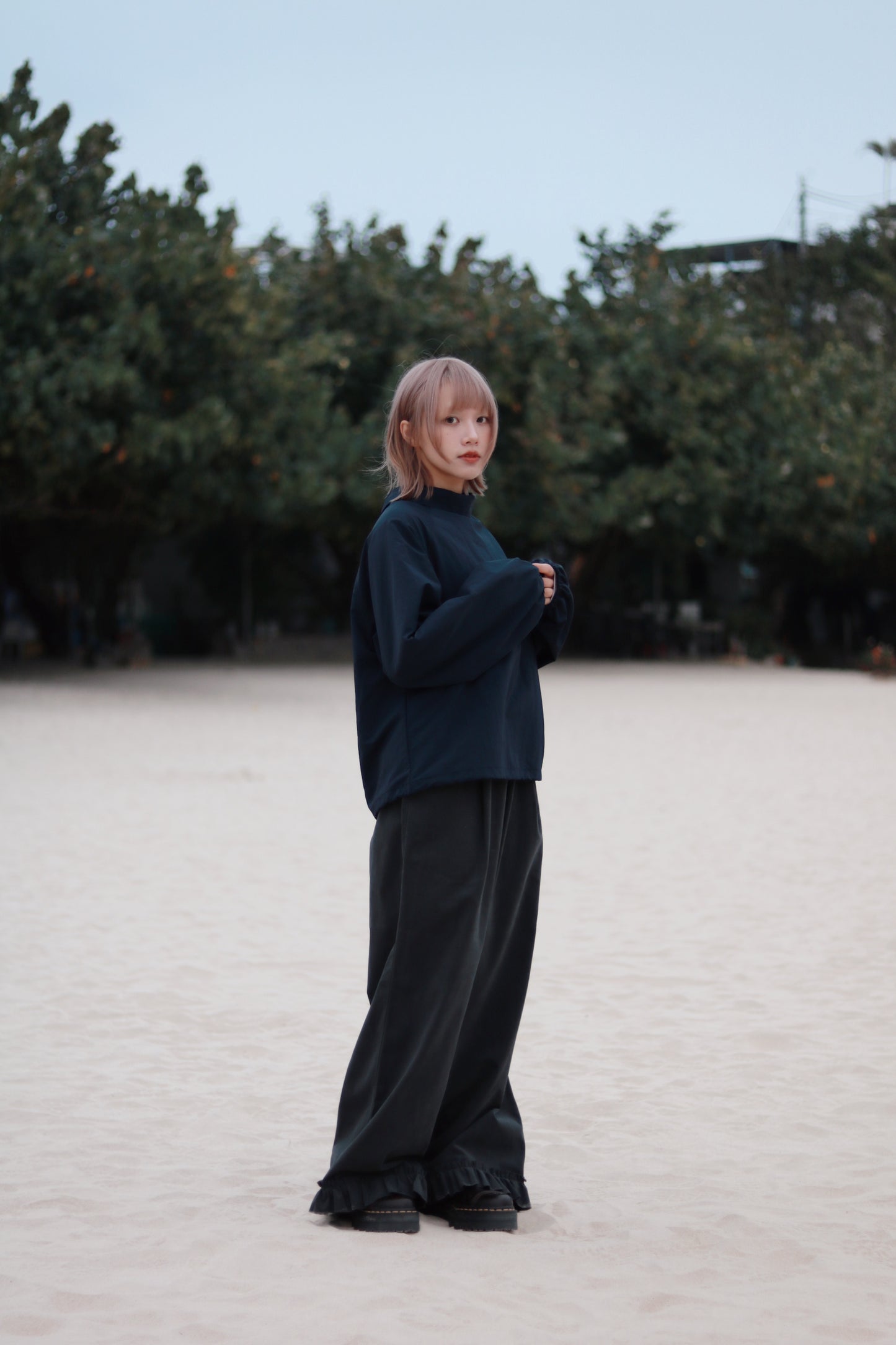 Layered Ruffle Pants (Charcoal)