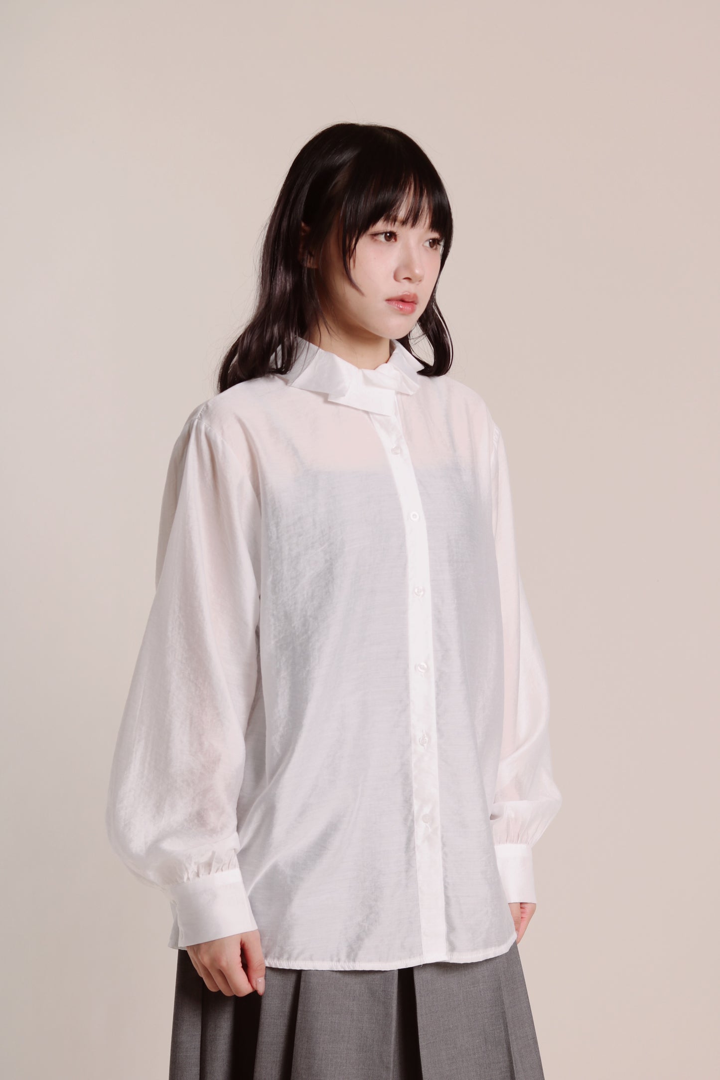 Sheer Collar Shirt (White)