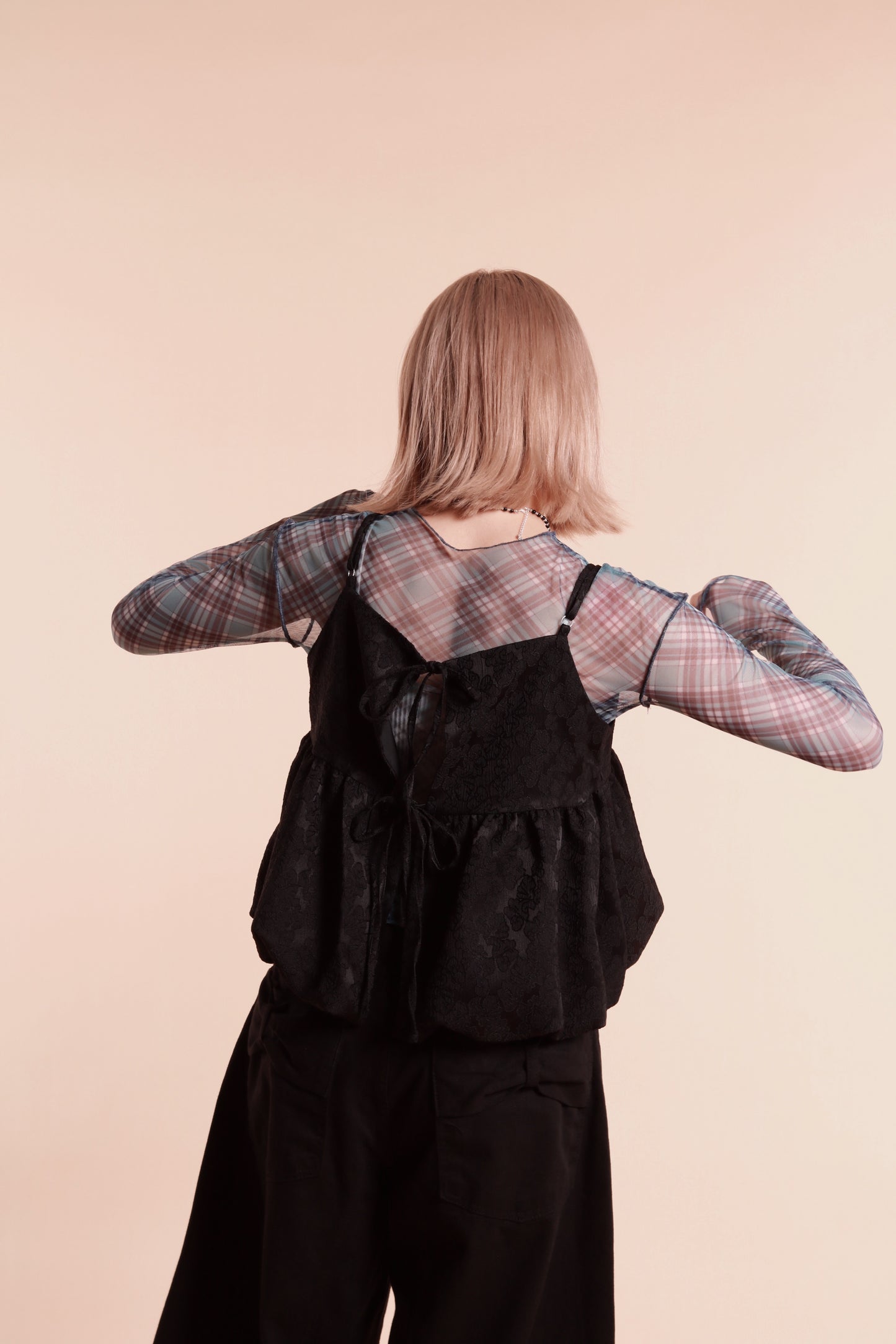 Checkered See Through Top (Blue)