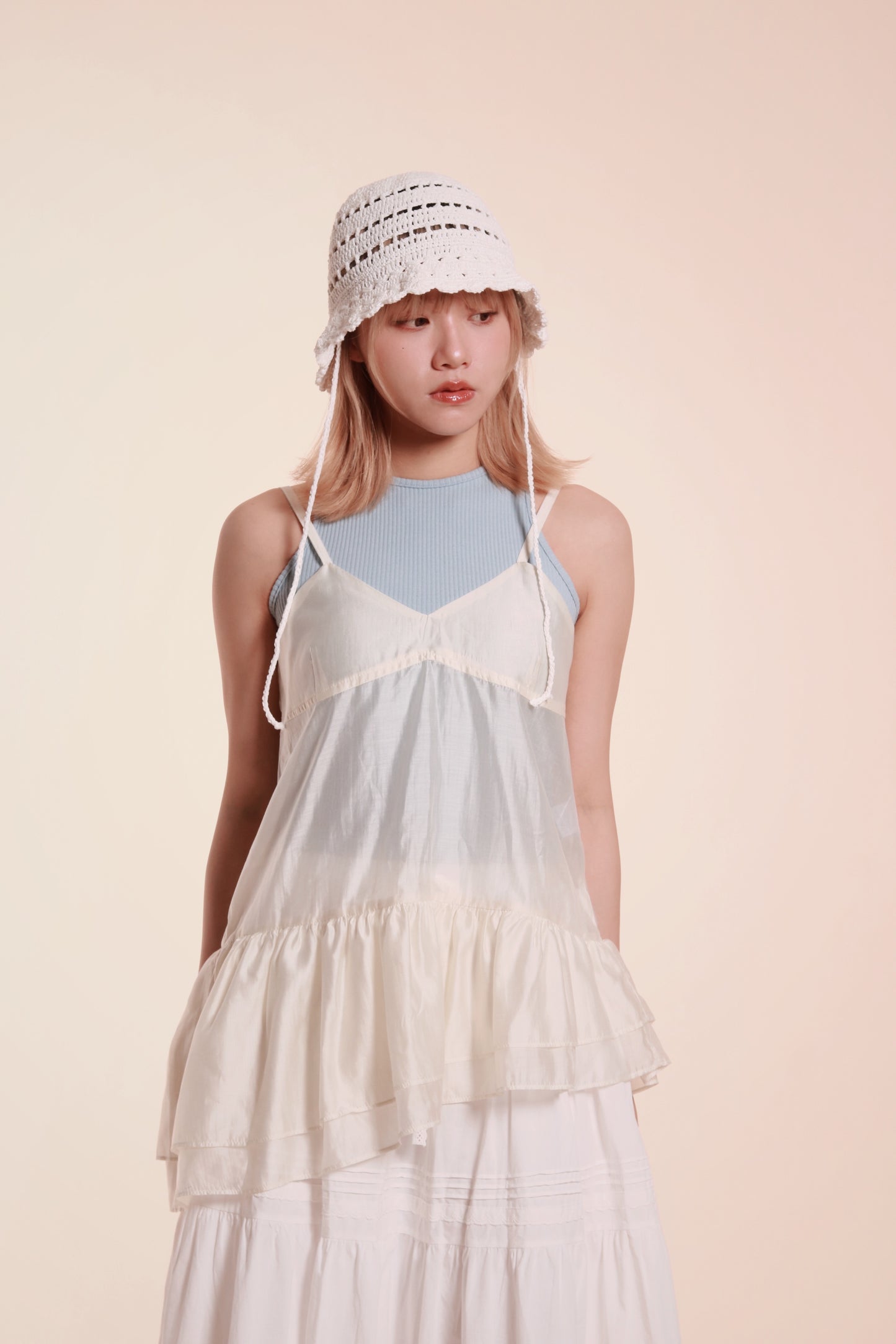 Ruffle Sleeveless Top (Ivory)