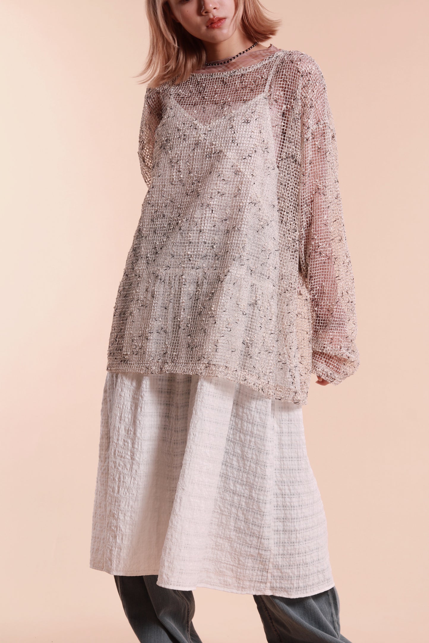 Textured Sleeveless Dress (White)