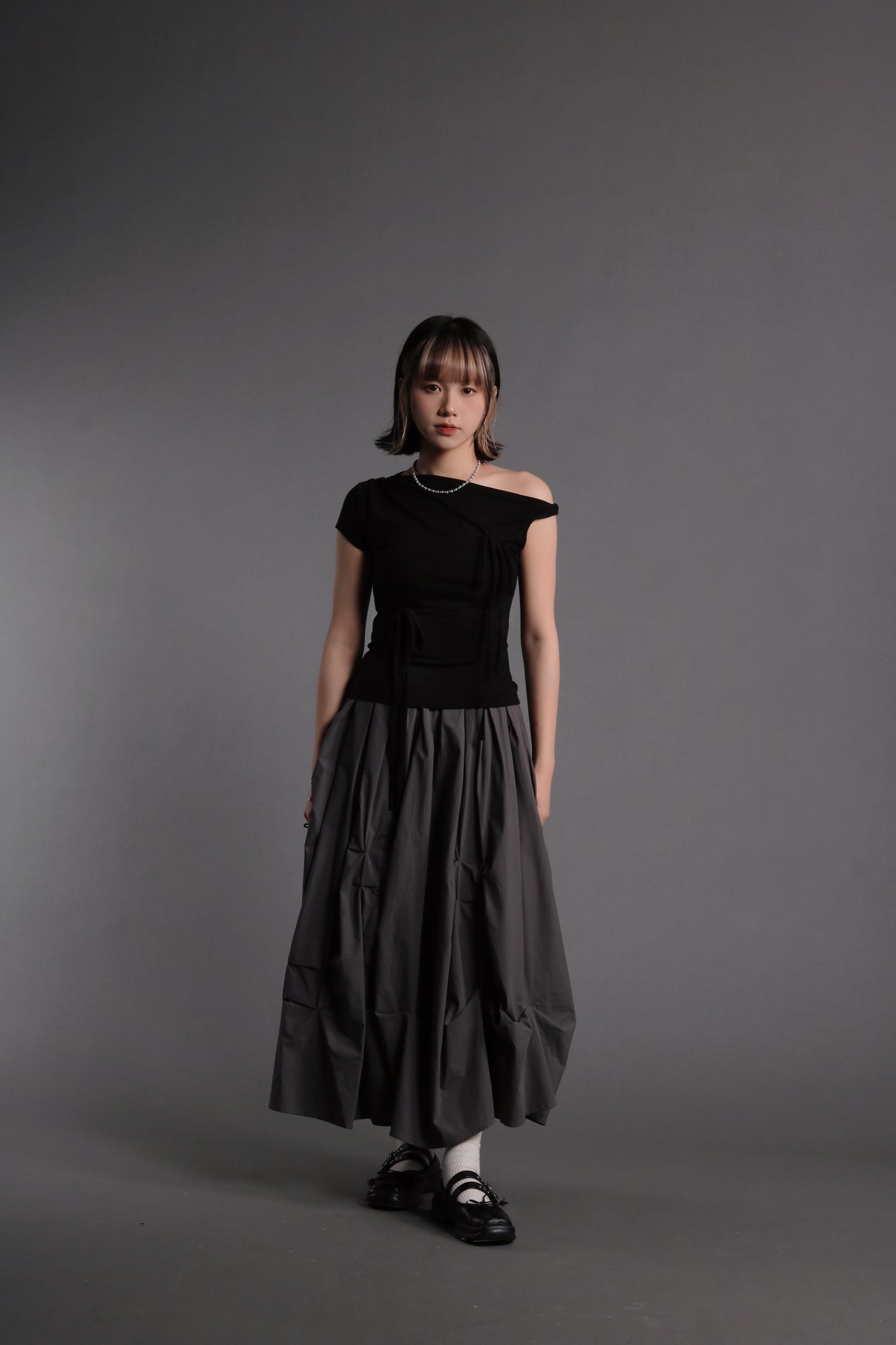 Doll Gathered Skirt (Charcoal)