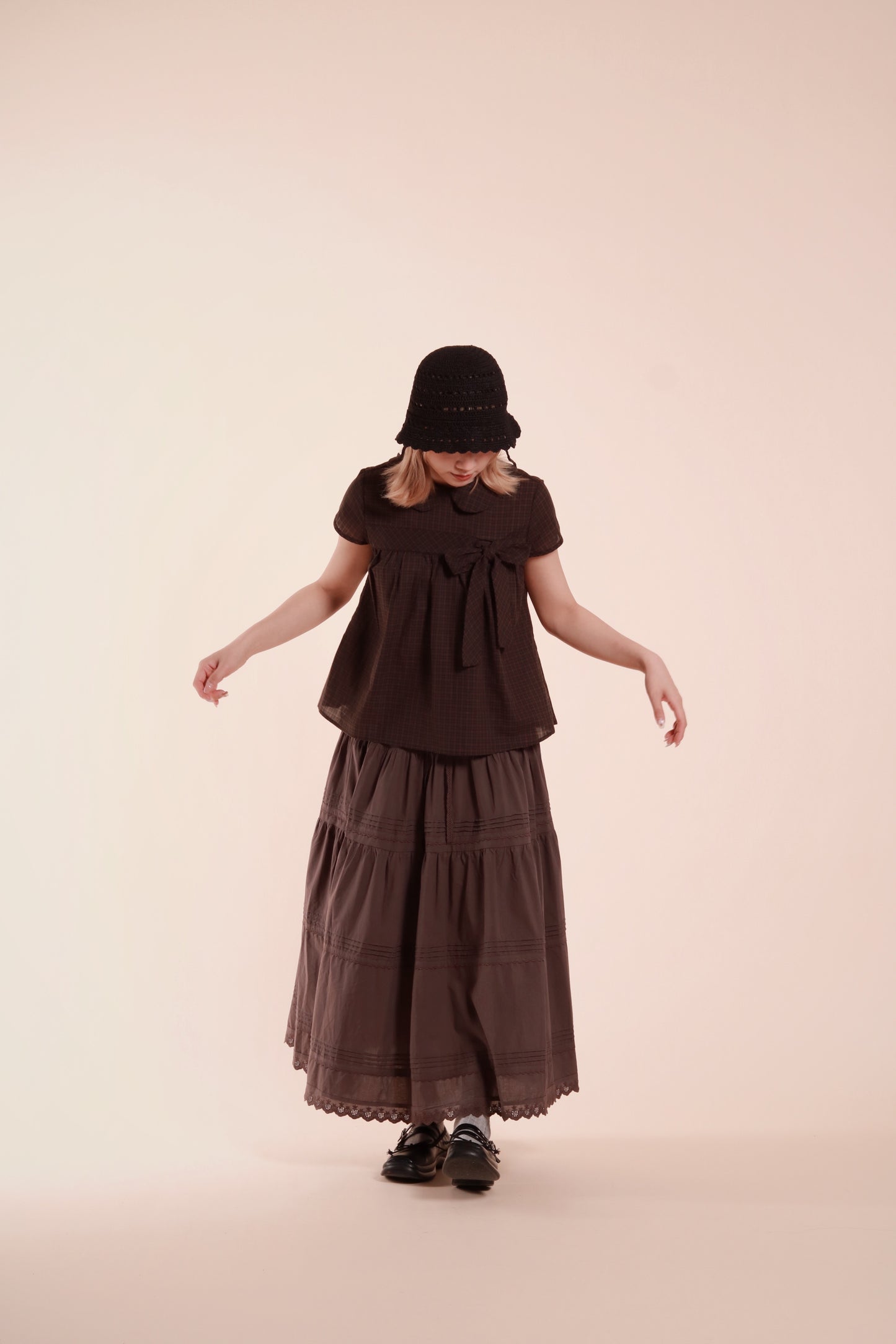 Doll Bow Blouse (Brown)