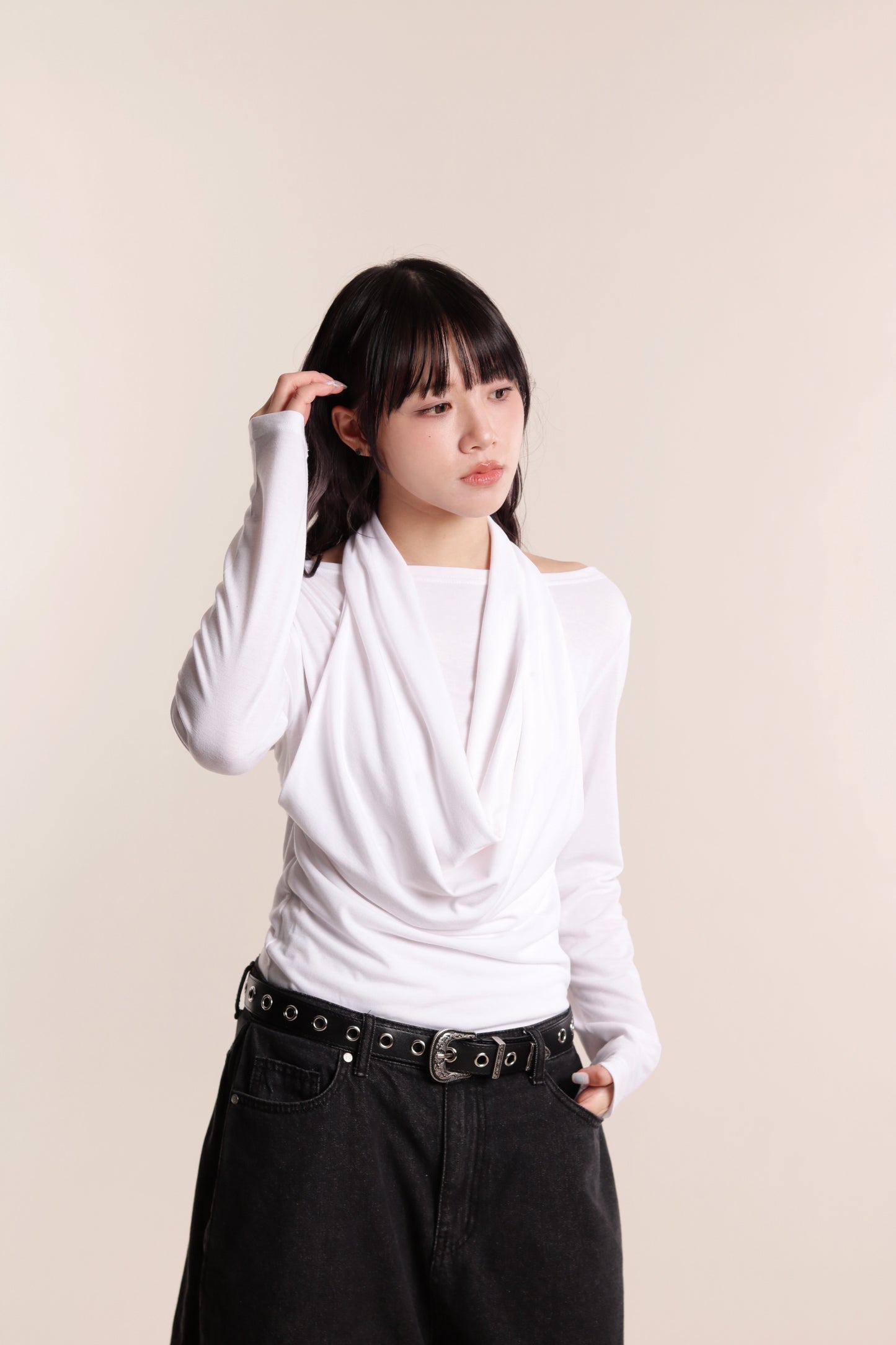 Grace Layered Drape Top (White)