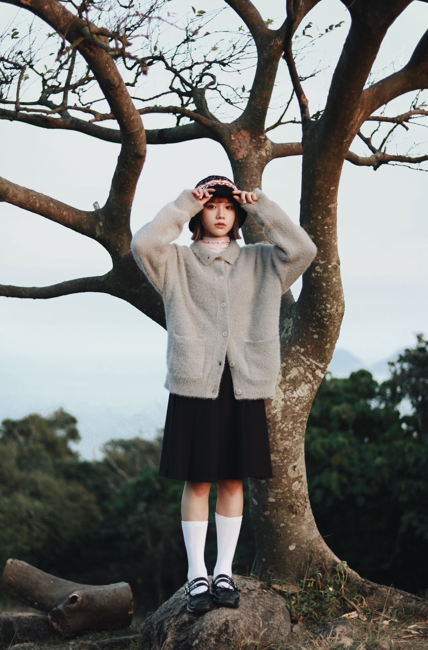 Doll Pleated Mini Skirt (Black)