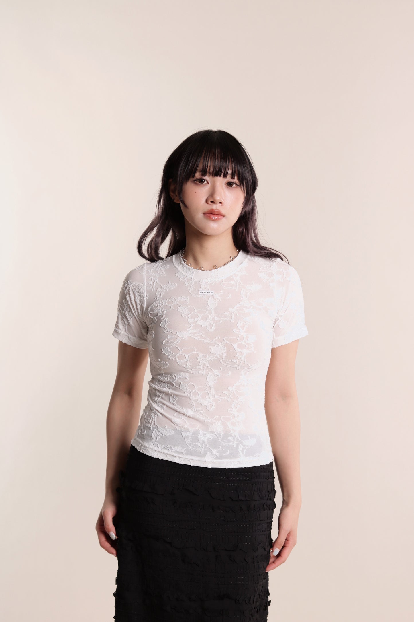 Mesh Flower Top (White)