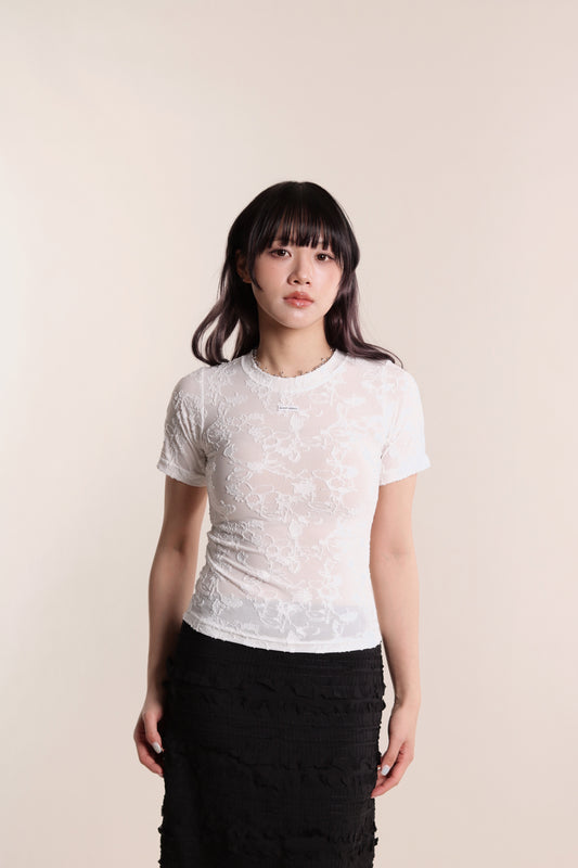 Mesh Flower Top (White)