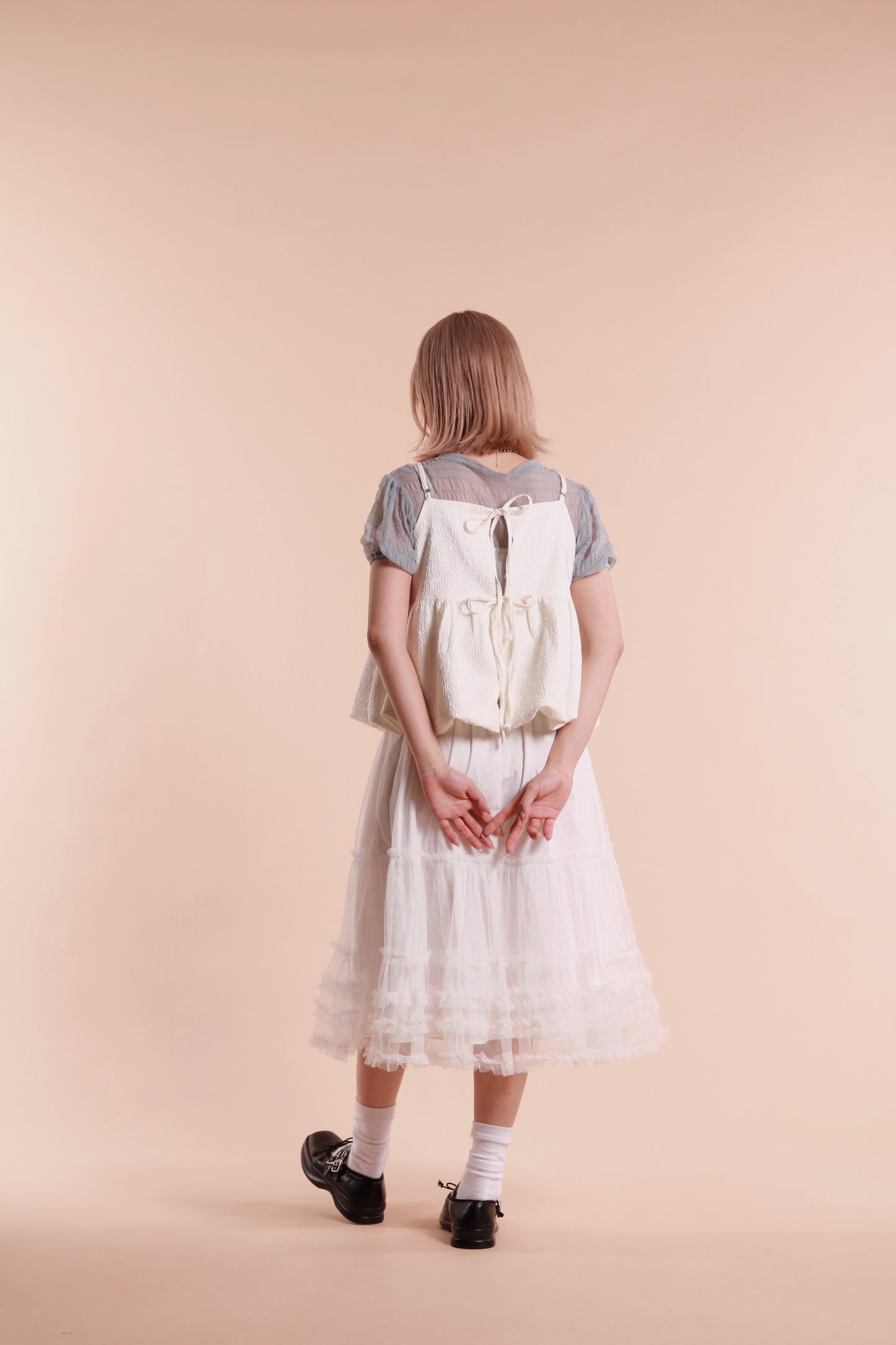 Bubble Pudding Sleeveless Top (White)