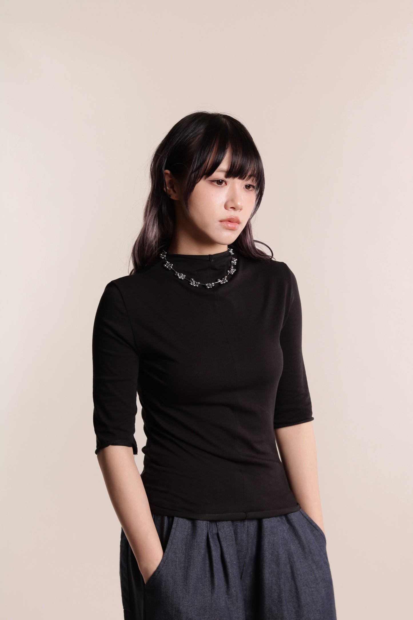 Pure Mock Neck Top (Black)