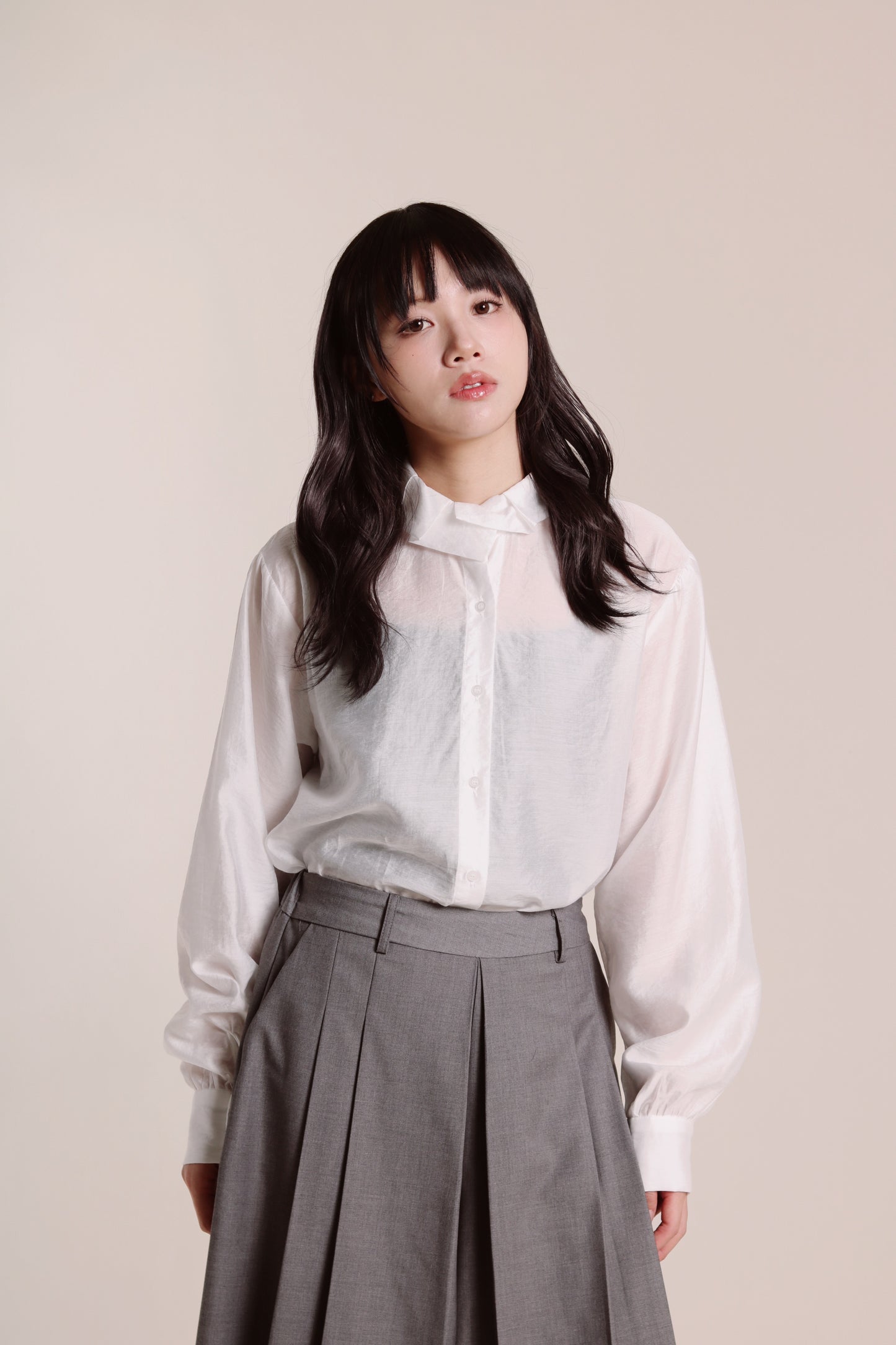 Sheer Collar Shirt (White)