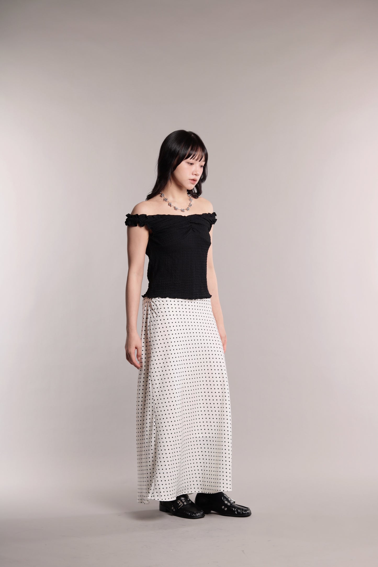 Polka Dot Skirt (White)