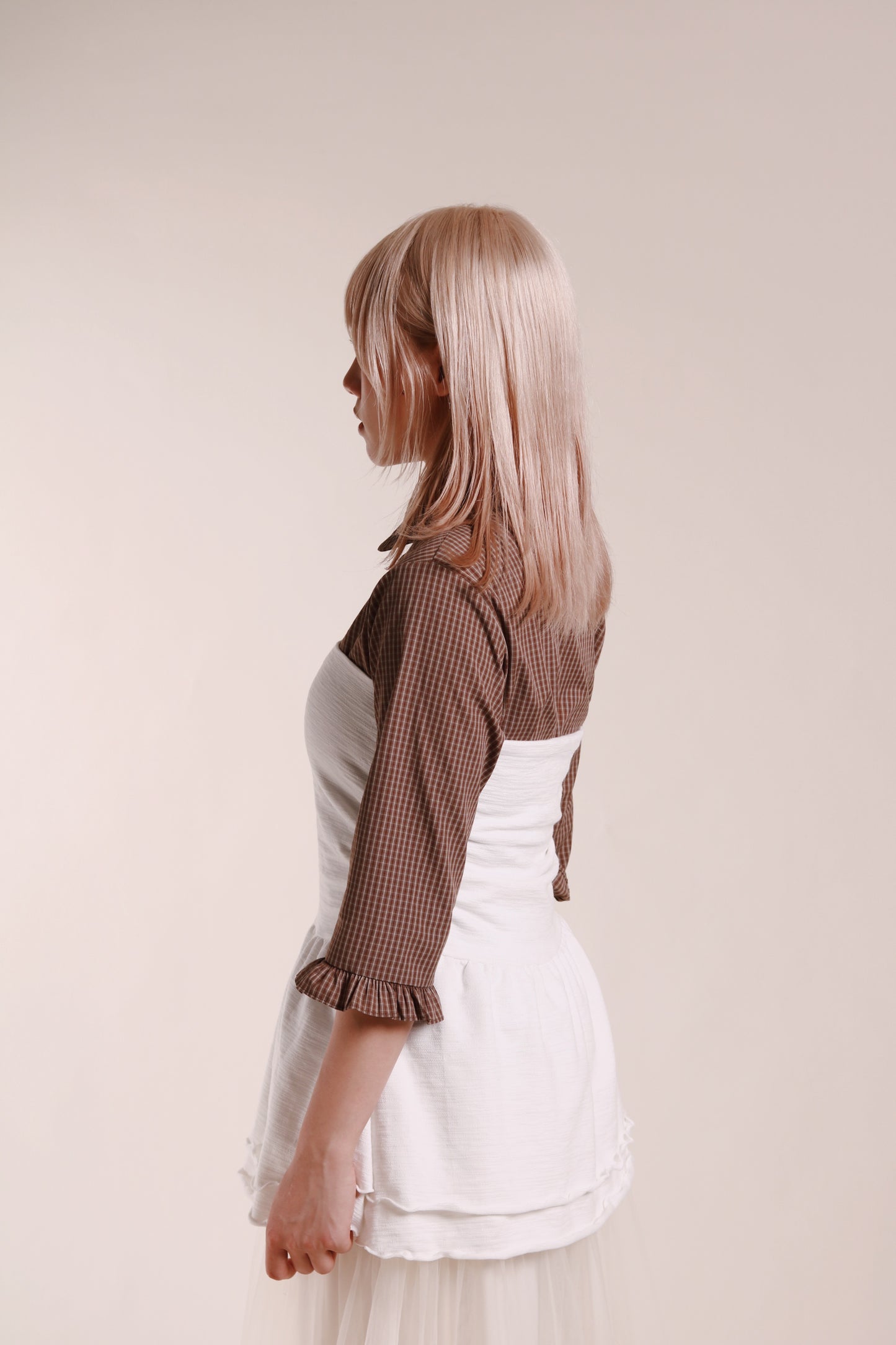 Ruffle Tube Mini Dress (White)