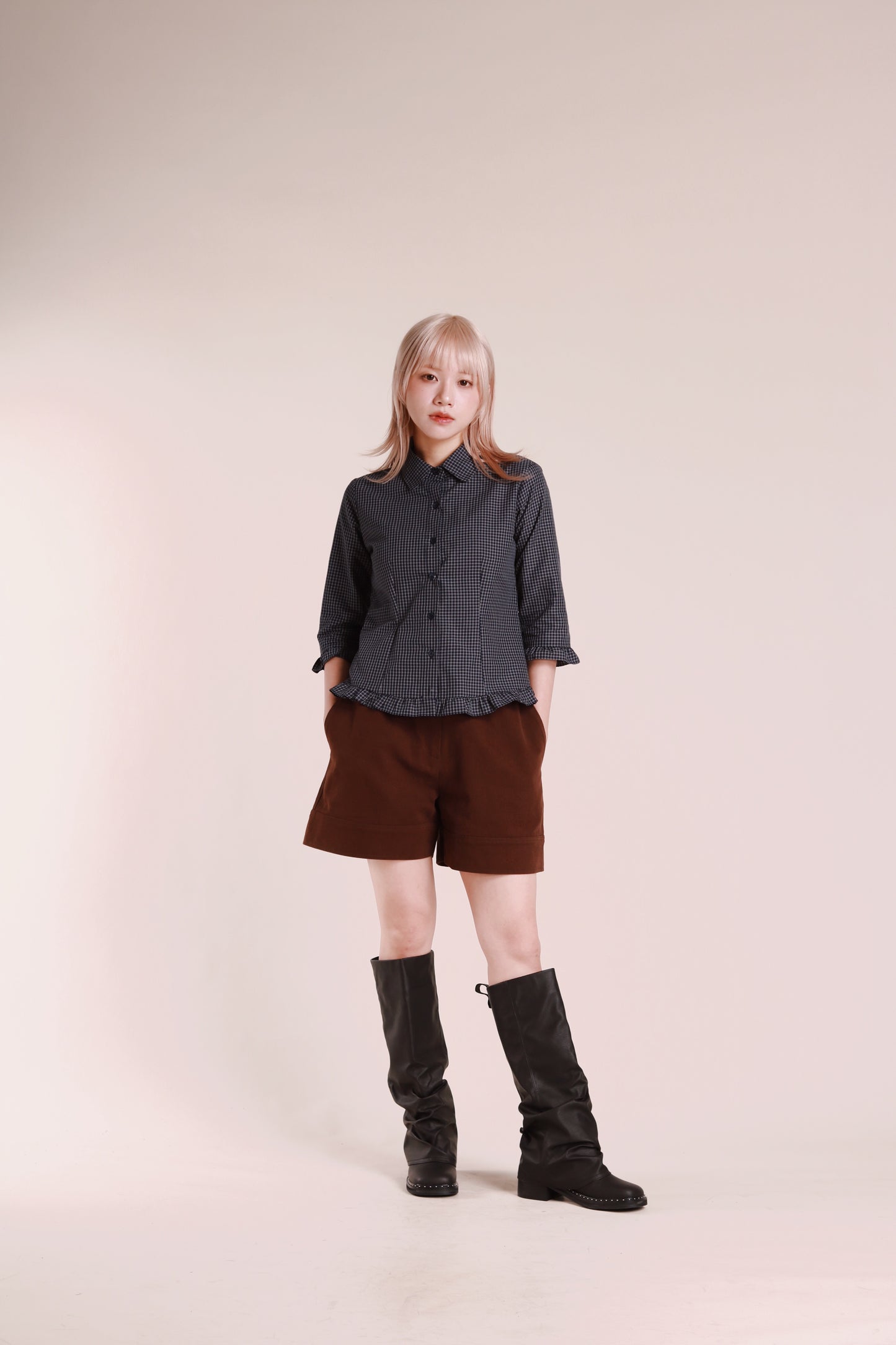 Autumn Ruffle Shirt (Navy)