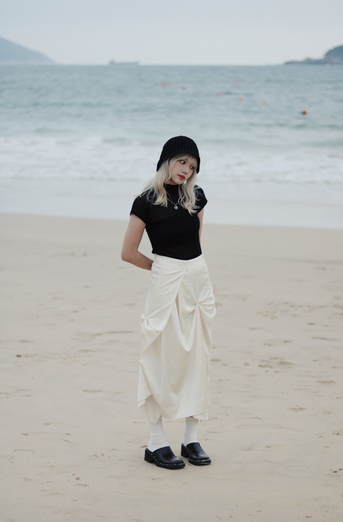 Cap Sleeve Mock Neck Top (Black)