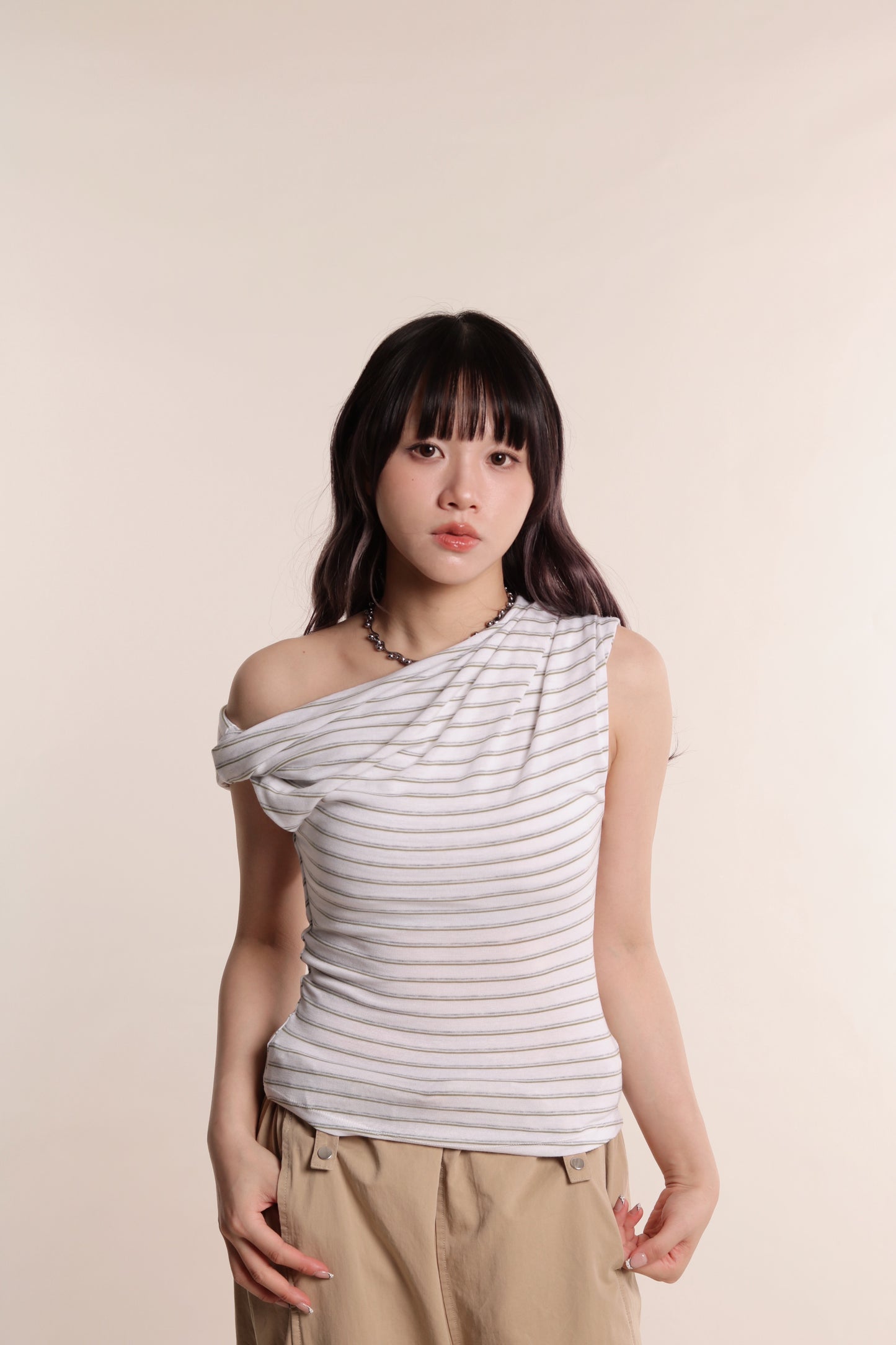 Asymmetric Striped Top (Green)