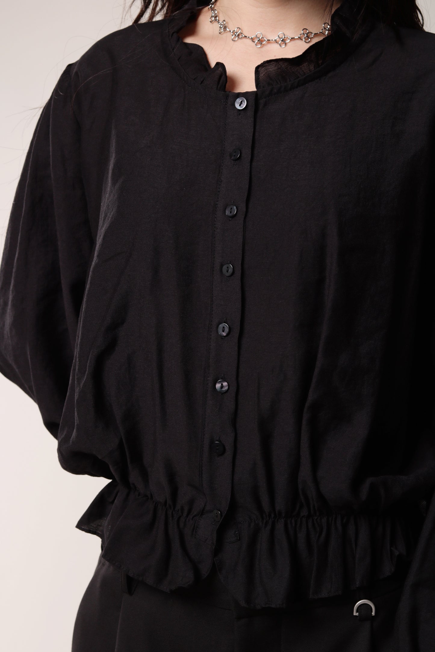Retro Ruffle Shirt (Black)
